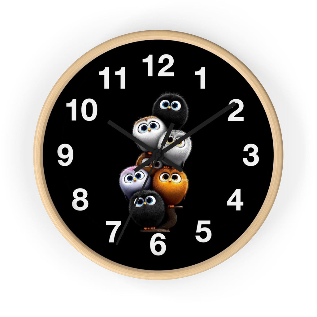 Fluffy Critters Wall Clock, Whimsical Animal Nursery Decor, Silent Mechanism, Wood Frame Option
