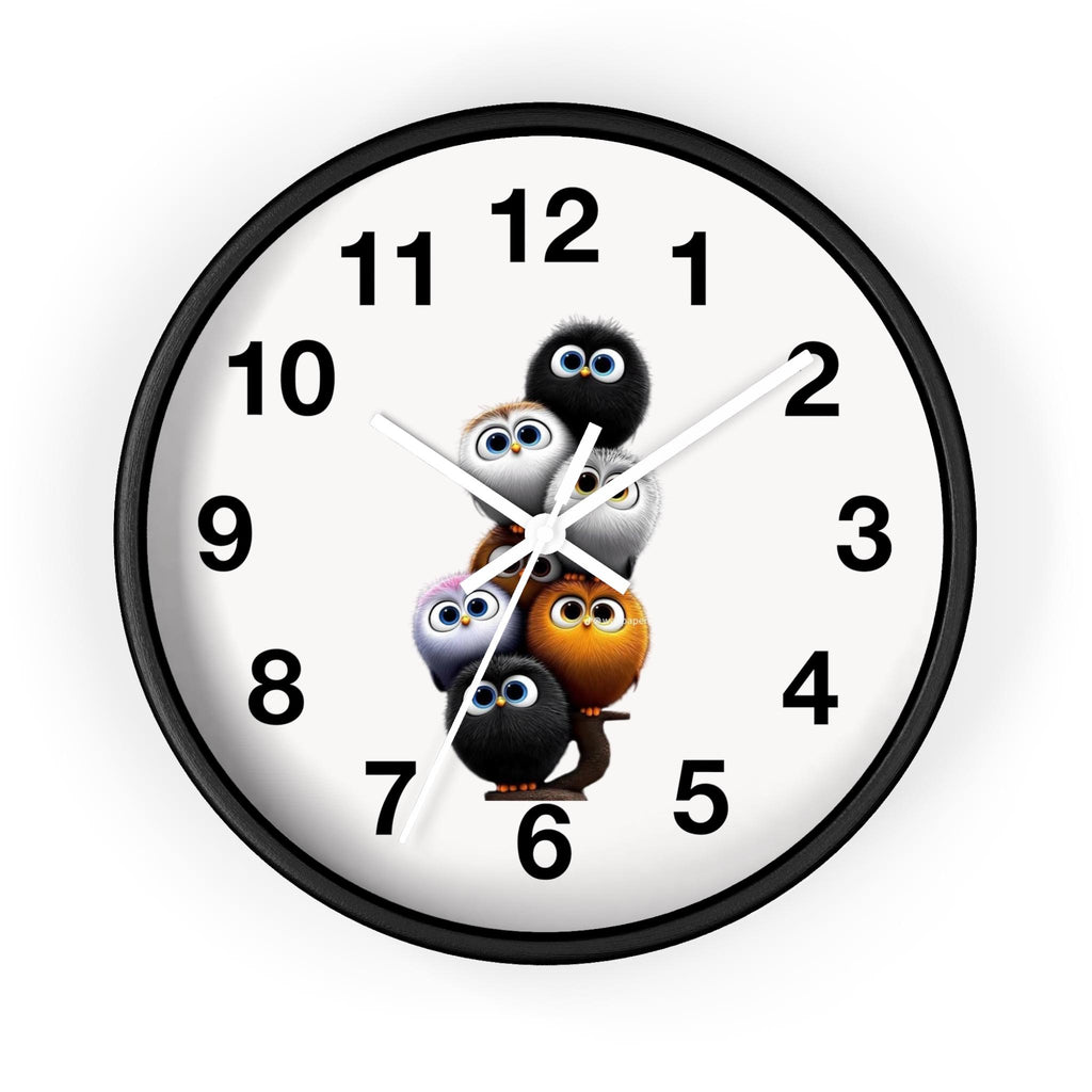 Fluffy Critters Wall Clock, Whimsical Animal Nursery Decor, Silent Mechanism, Wood Frame Option
