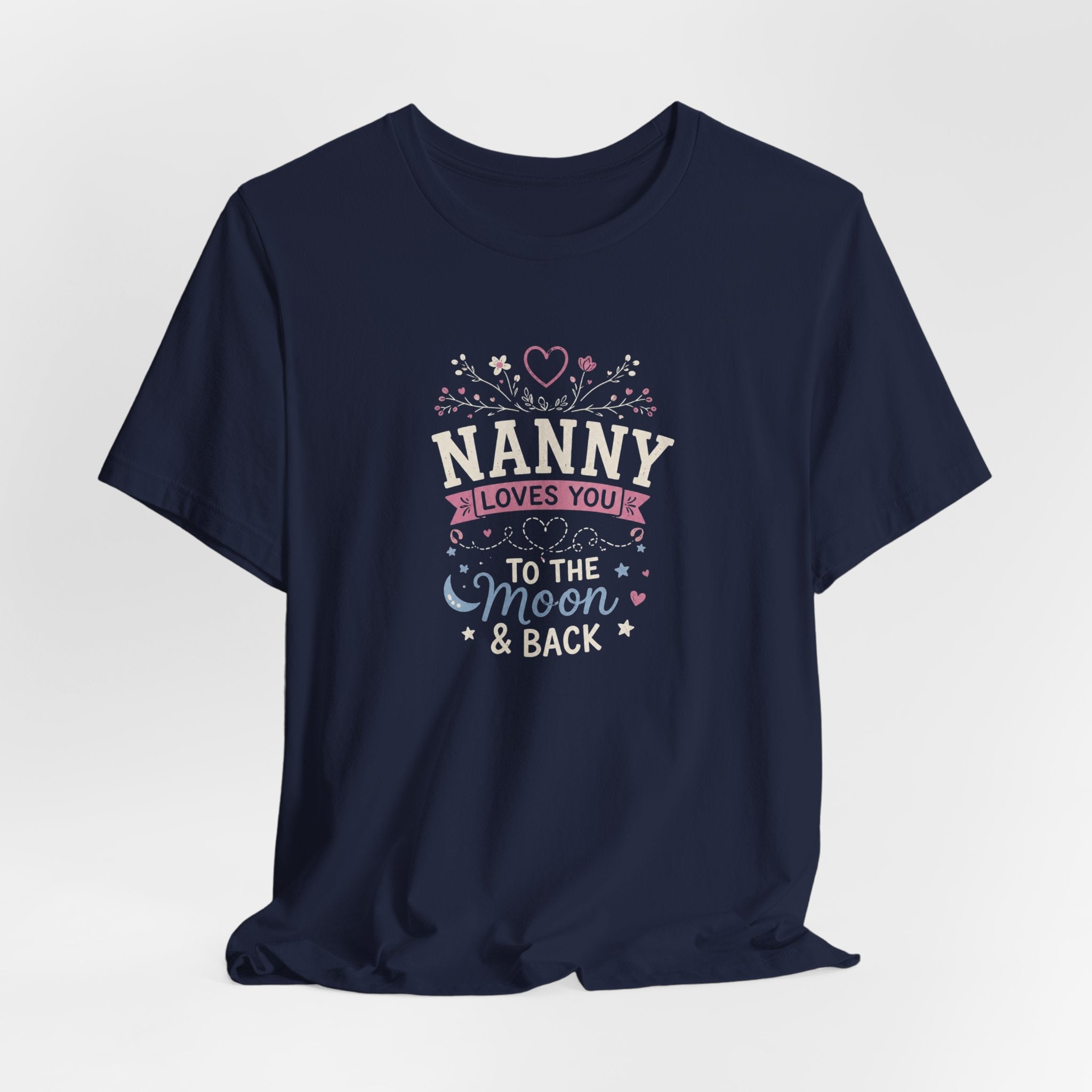 Nanny Loves You To The Moon And Back Shirt | Cute Nanny Gift T-Shirt | Baby Feet Family Love Tee | Grandma Style Graphic Tee