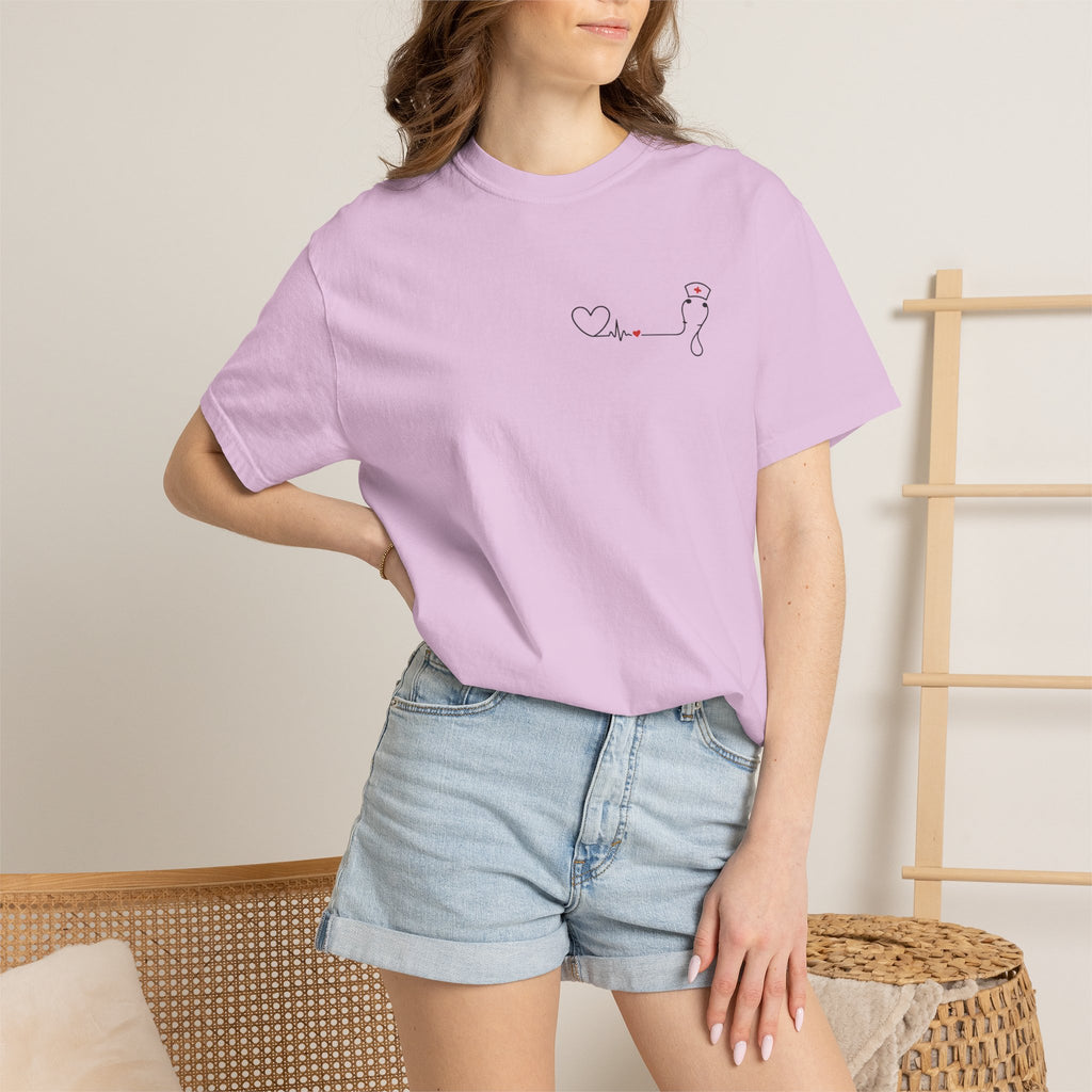 Minimalist Nurse Shirt | Heartbeat EKG Nurse Cap Tee | RN Gift | Nursing Student Gift | Healthcare Worker T-Shirt