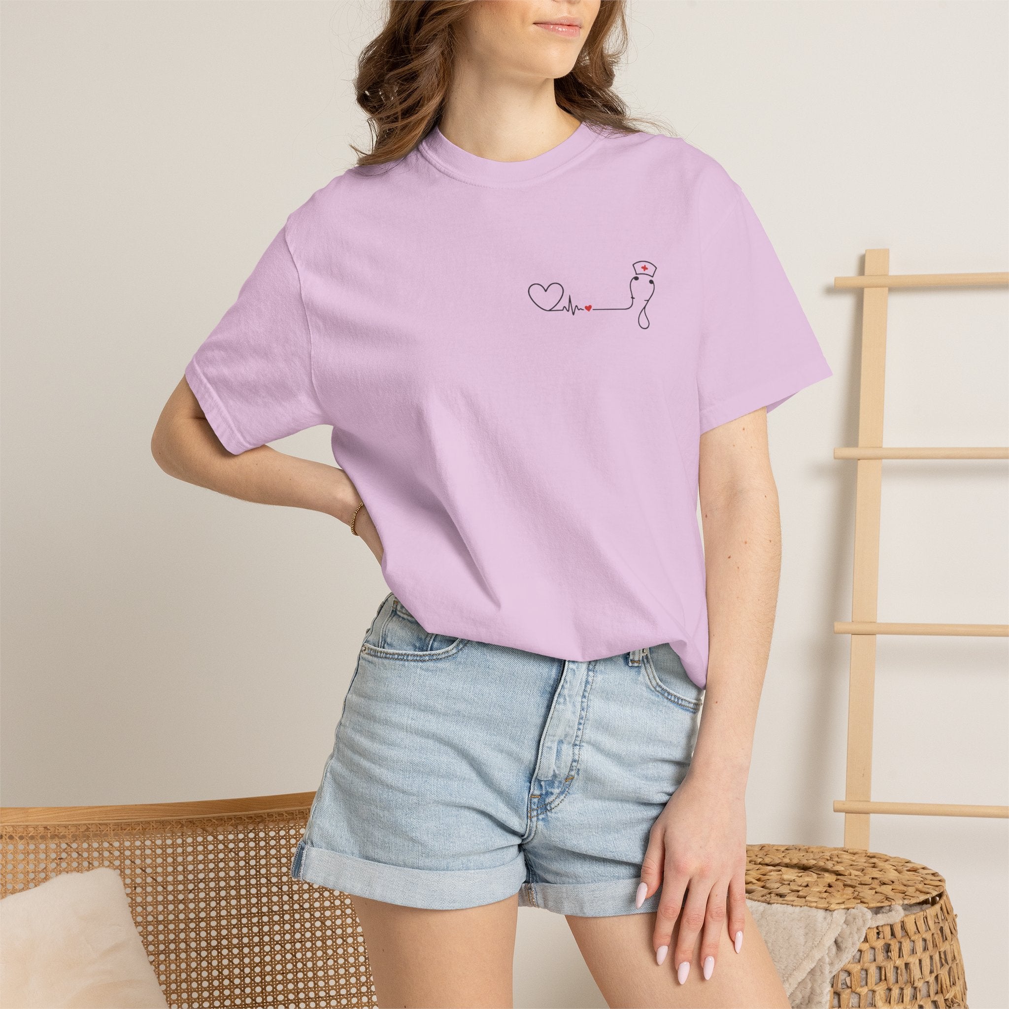 Minimalist Nurse Shirt | Heartbeat EKG Nurse Cap Tee | RN Gift | Nursing Student Gift | Healthcare Worker T-Shirt
