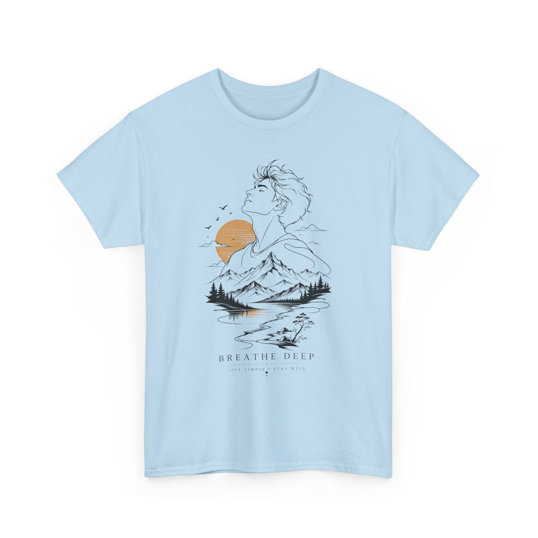 Breathe Deep Mountain Nature T-Shirt, Minimalist Outdoor Graphic Tee, Hiking Lover Shirt, Adventure Aesthetic Tee, Wilderness Nature Gift
