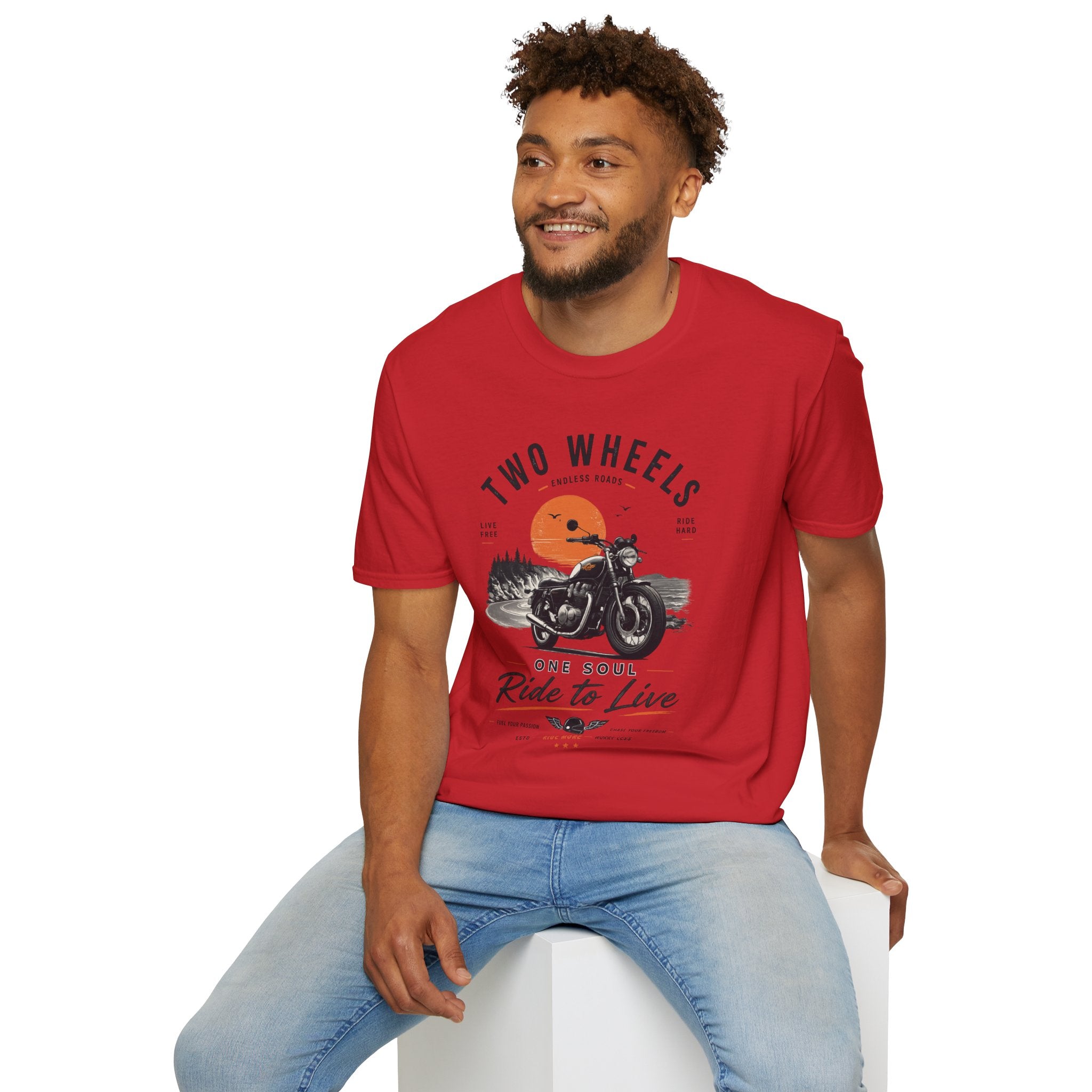 Two Wheels One Soul T-Shirt, Ride to Live Motorcycle Shirt, Biker Graphic Tee, Vintage Moto Rider Gift, Unisex Motorcycle Lover Top