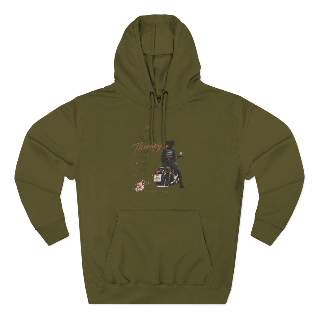 Women's Motorcycle Hoodie, Riding Is My Therapy Sweatshirt, Biker Girl Graphic Pullover, Gift for Female Rider, Cozy Moto Hoodie