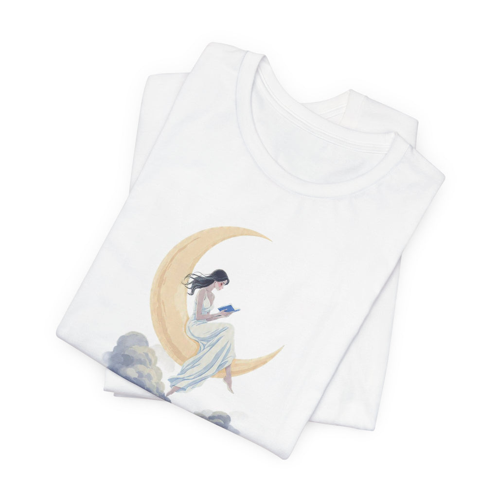 Copy of Dreamers at Altitude Celestial Moon Reading T-Shirt | Mystical Bookish Tee | Gift for Readers | Unisex Jersey Short Sleeve