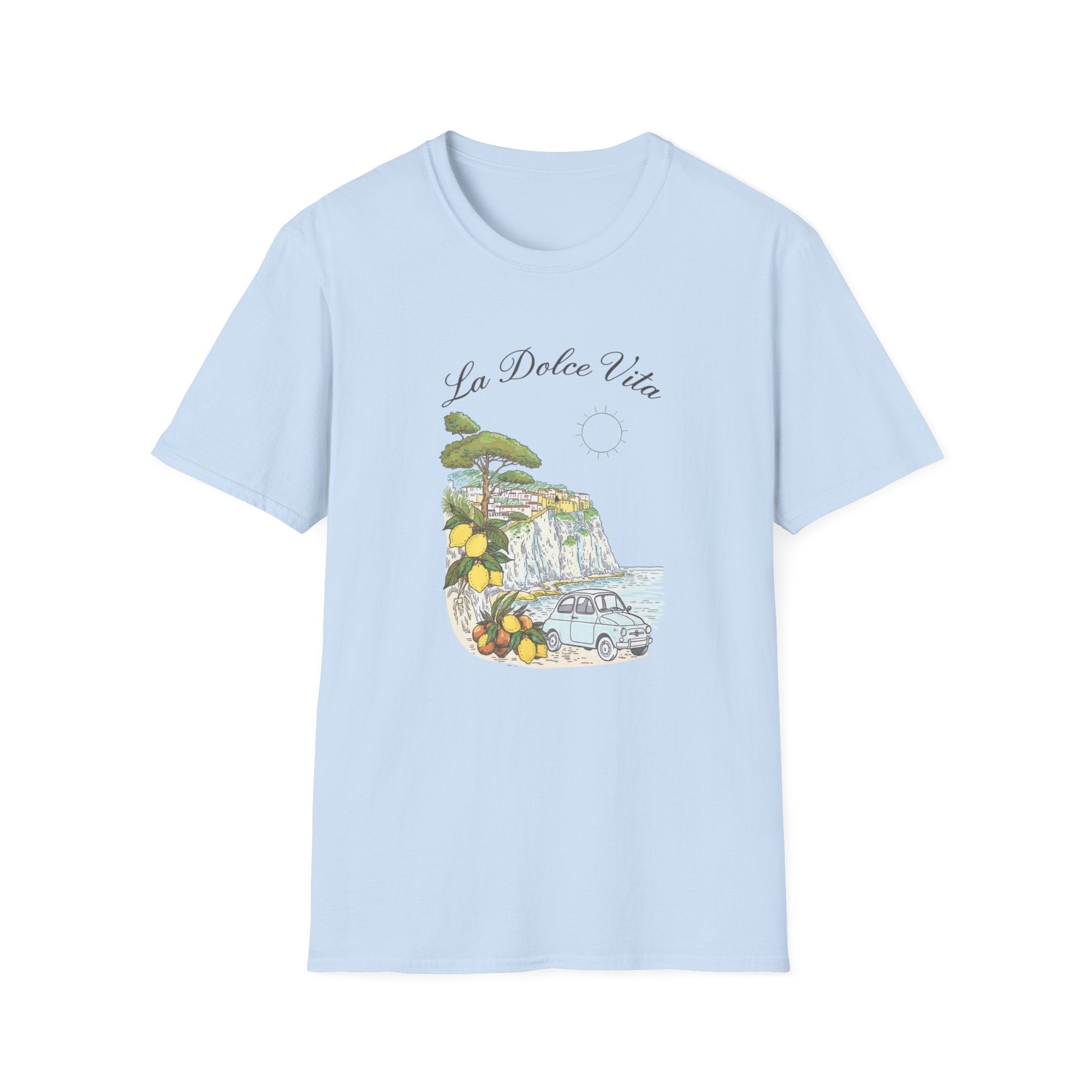 La Dolce Vita T-Shirt | Italian Summer Fiat 500 Lemon Coast Tee | Amalfi Positano Village Shirt | Mediterranean Travel Gift