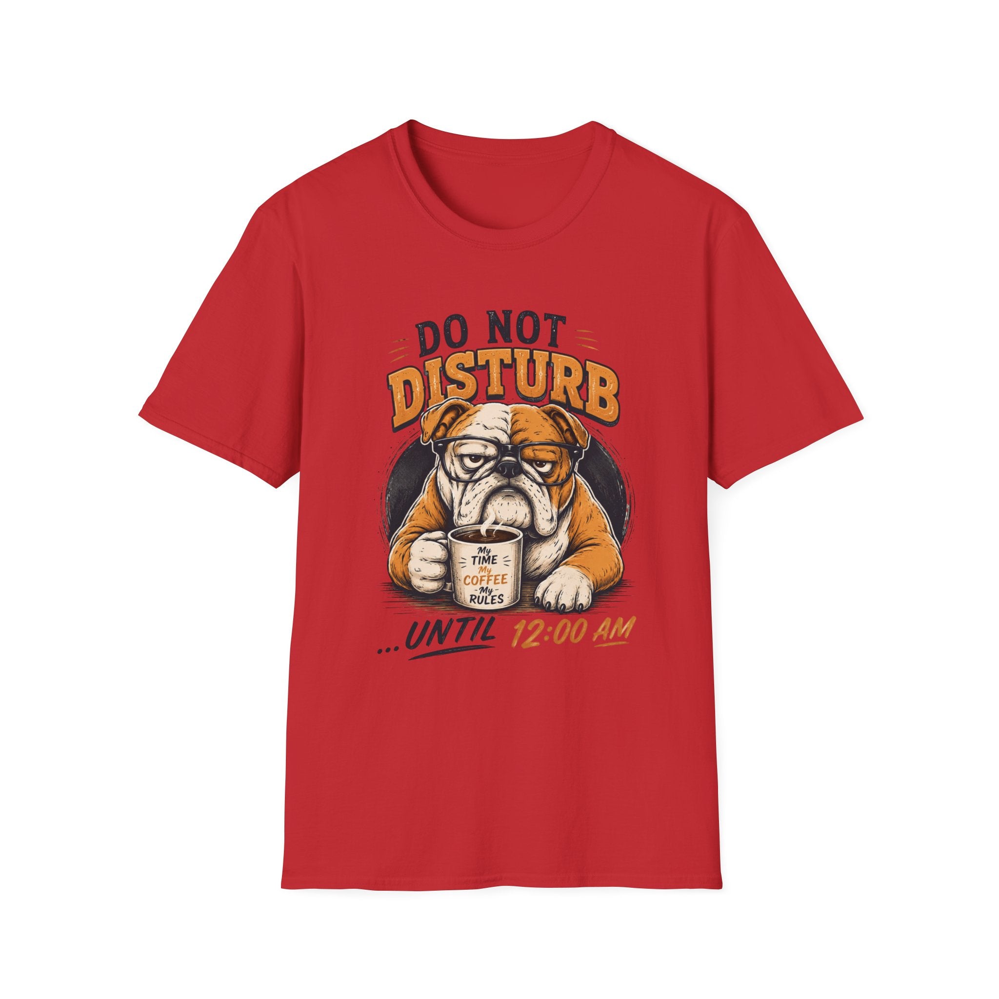 Funny Bulldog Coffee Shirt, Do Not Disturb Until 12AM Tee, Cute Dog Lover Graphic T-Shirt, Coffee Lover Gift, Lazy Bulldog Unisex Tee
