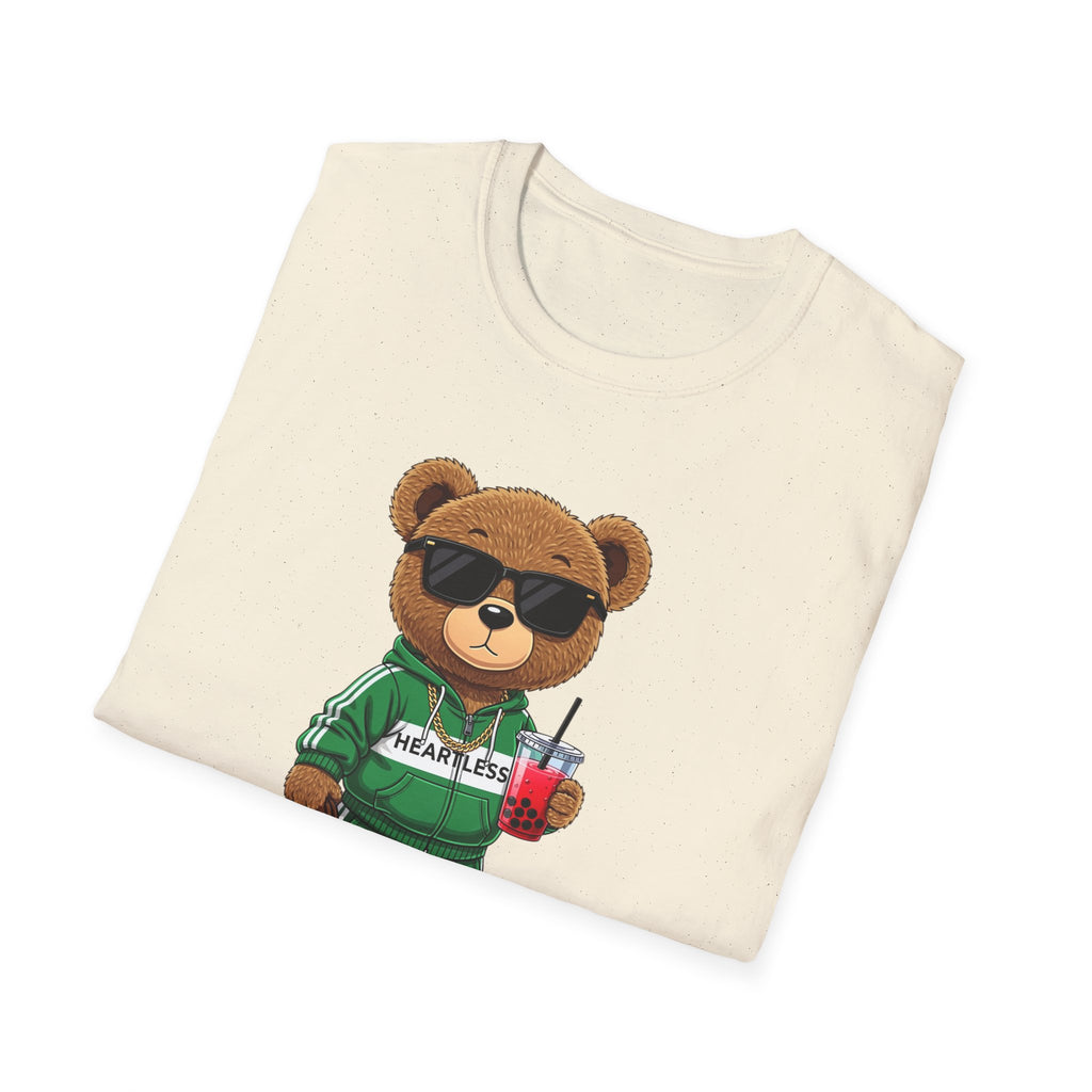 Cute Bear Graphic T-Shirt, Trendy Teddy Bear Shirt, Funny Bear With Boba Tee, Streetwear Animal Tee, Kawaii Bear Gift, Unisex Black Shirt