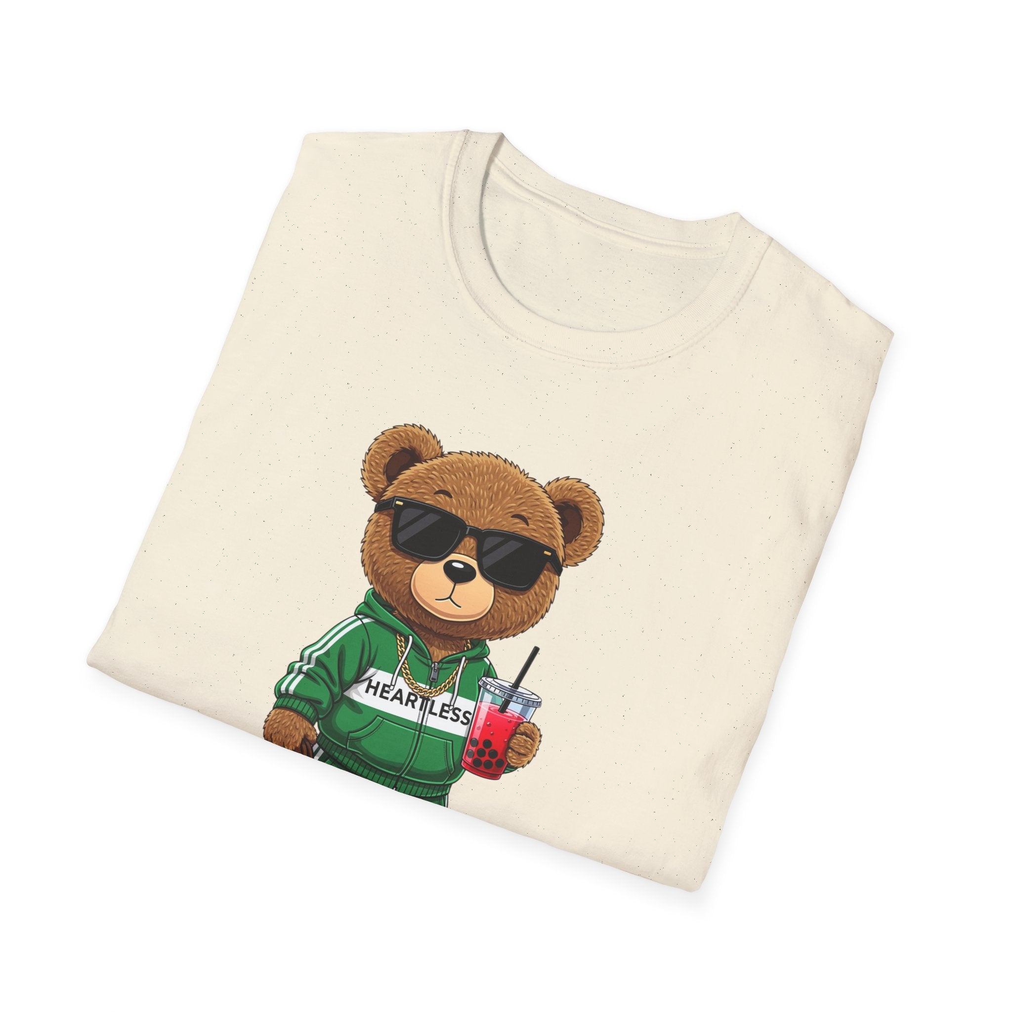 Cute Bear Graphic T-Shirt, Trendy Teddy Bear Shirt, Funny Bear With Boba Tee, Streetwear Animal Tee, Kawaii Bear Gift, Unisex Black Shirt