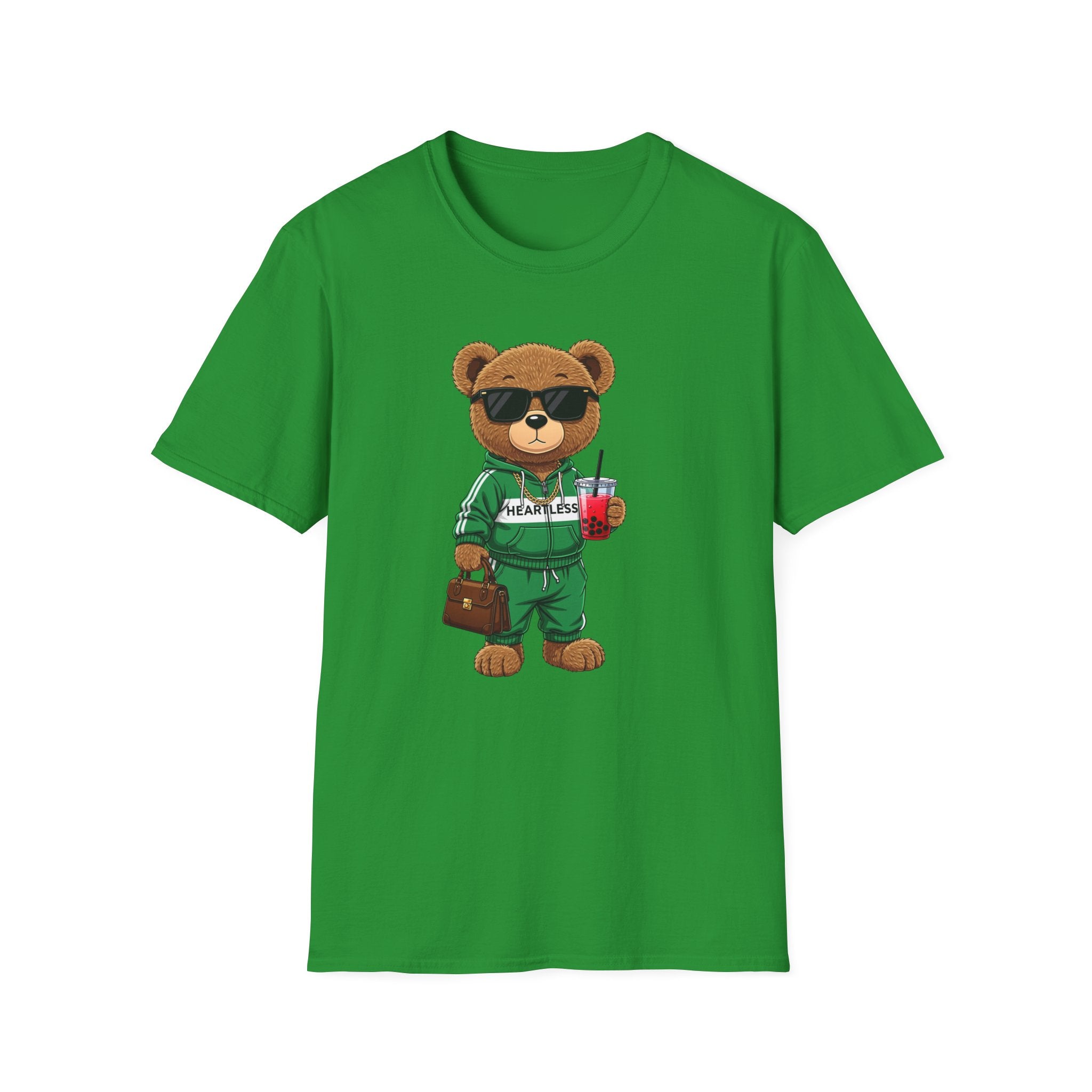 Cute Bear Graphic T-Shirt, Trendy Teddy Bear Shirt, Funny Bear With Boba Tee, Streetwear Animal Tee, Kawaii Bear Gift, Unisex Black Shirt