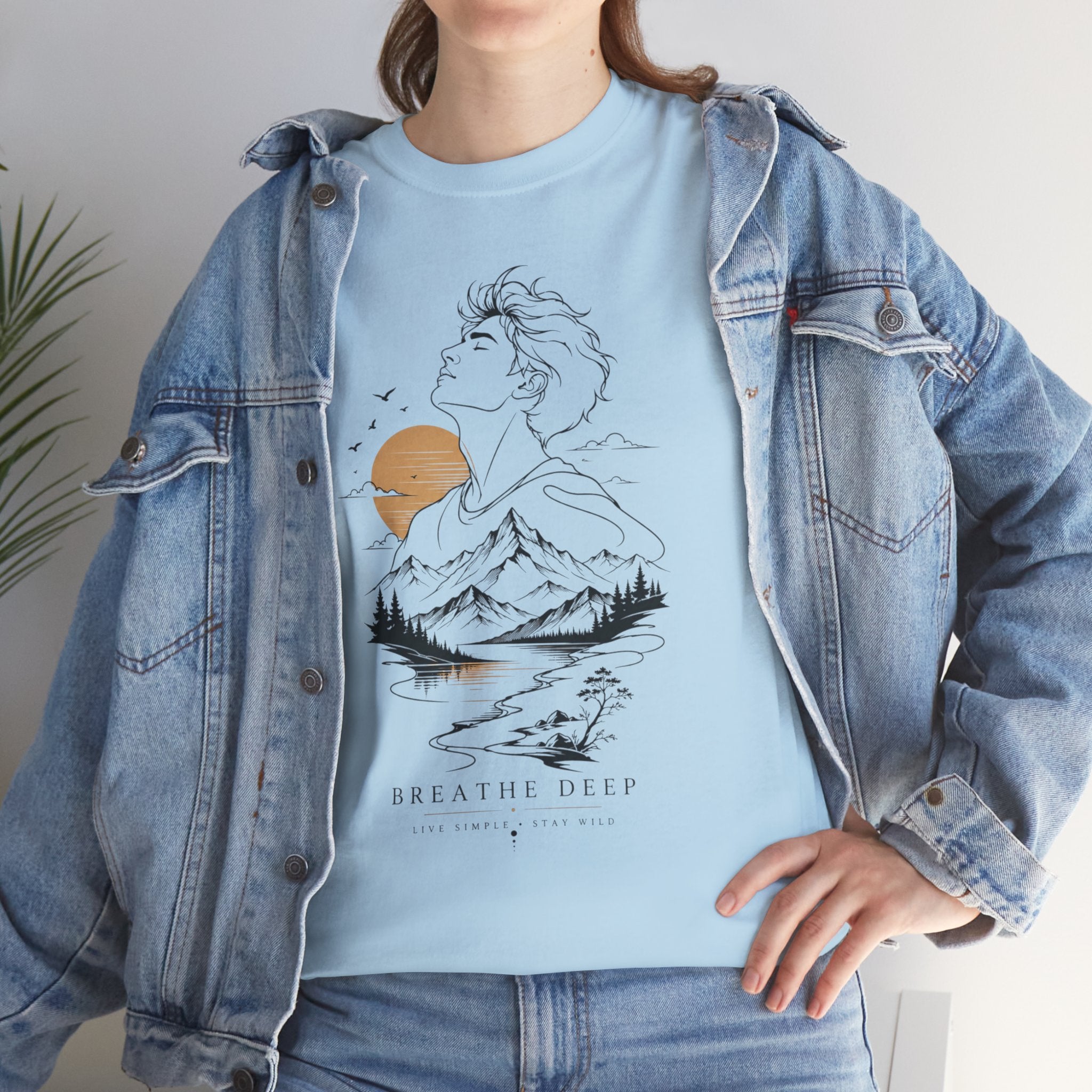 Breathe Deep Mountain Nature T-Shirt, Minimalist Outdoor Graphic Tee, Hiking Lover Shirt, Adventure Aesthetic Tee, Wilderness Nature Gift