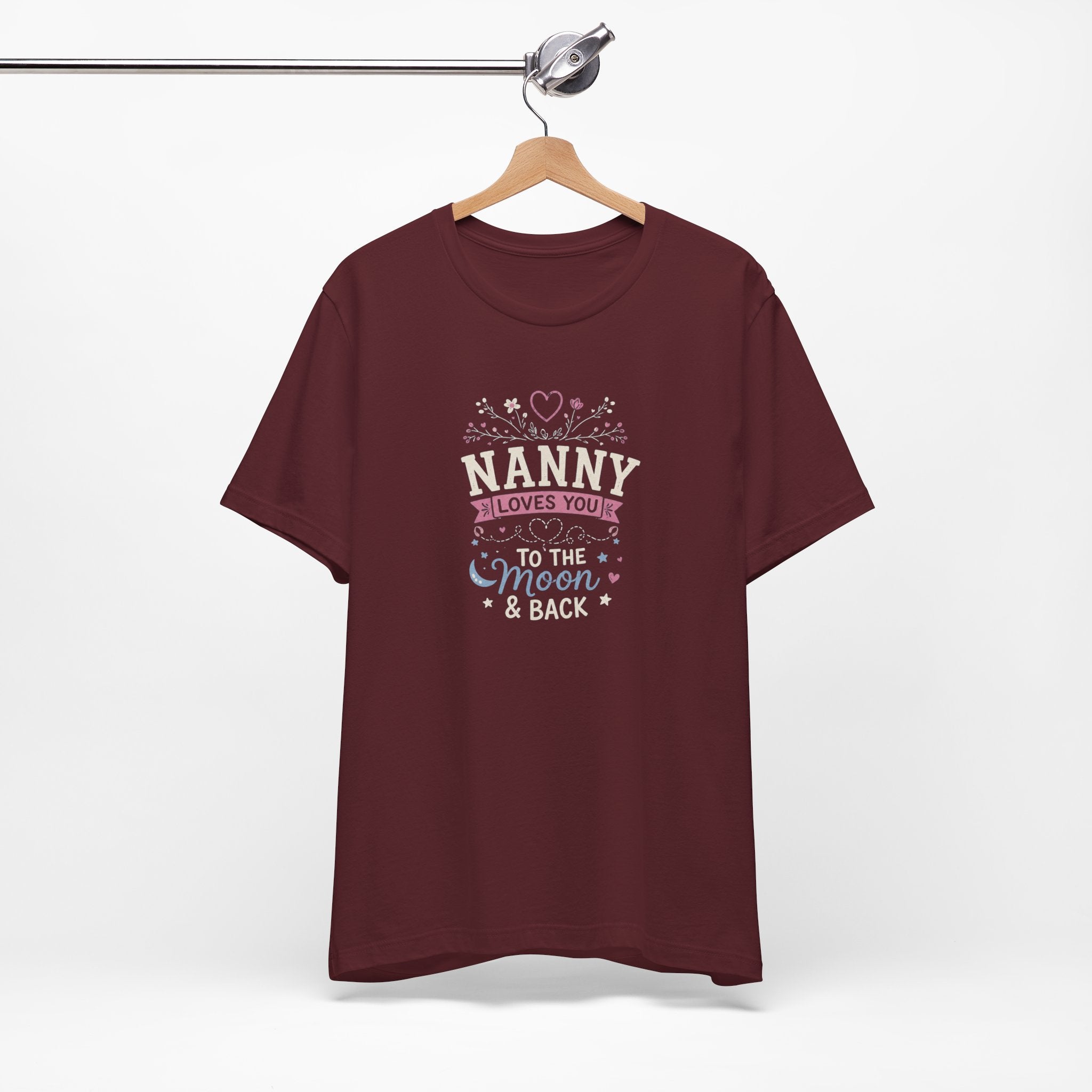 Nanny Loves You To The Moon And Back Shirt | Cute Nanny Gift T-Shirt | Baby Feet Family Love Tee | Grandma Style Graphic Tee