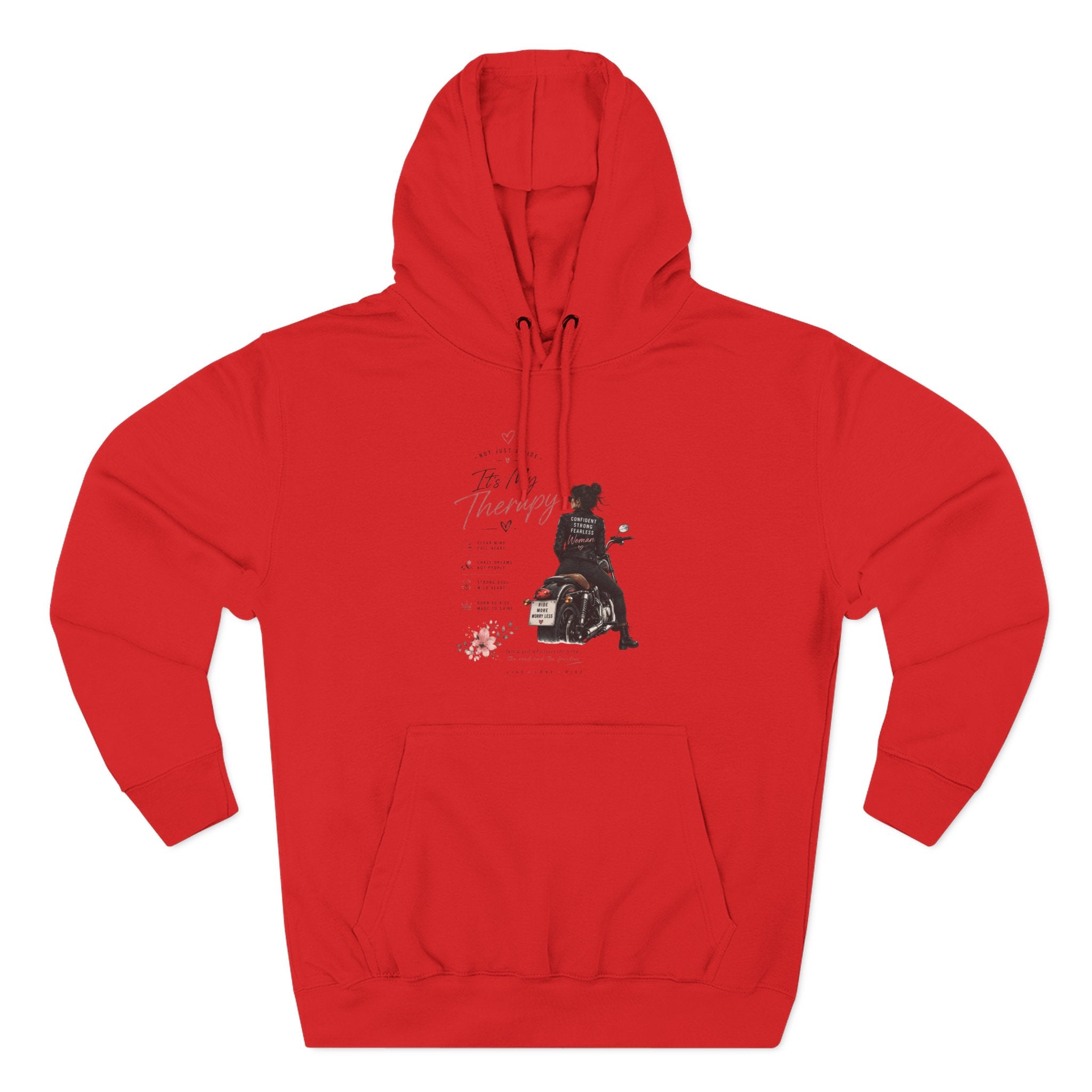 Women's Motorcycle Hoodie, Riding Is My Therapy Sweatshirt, Biker Girl Graphic Pullover, Gift for Female Rider, Cozy Moto Hoodie
