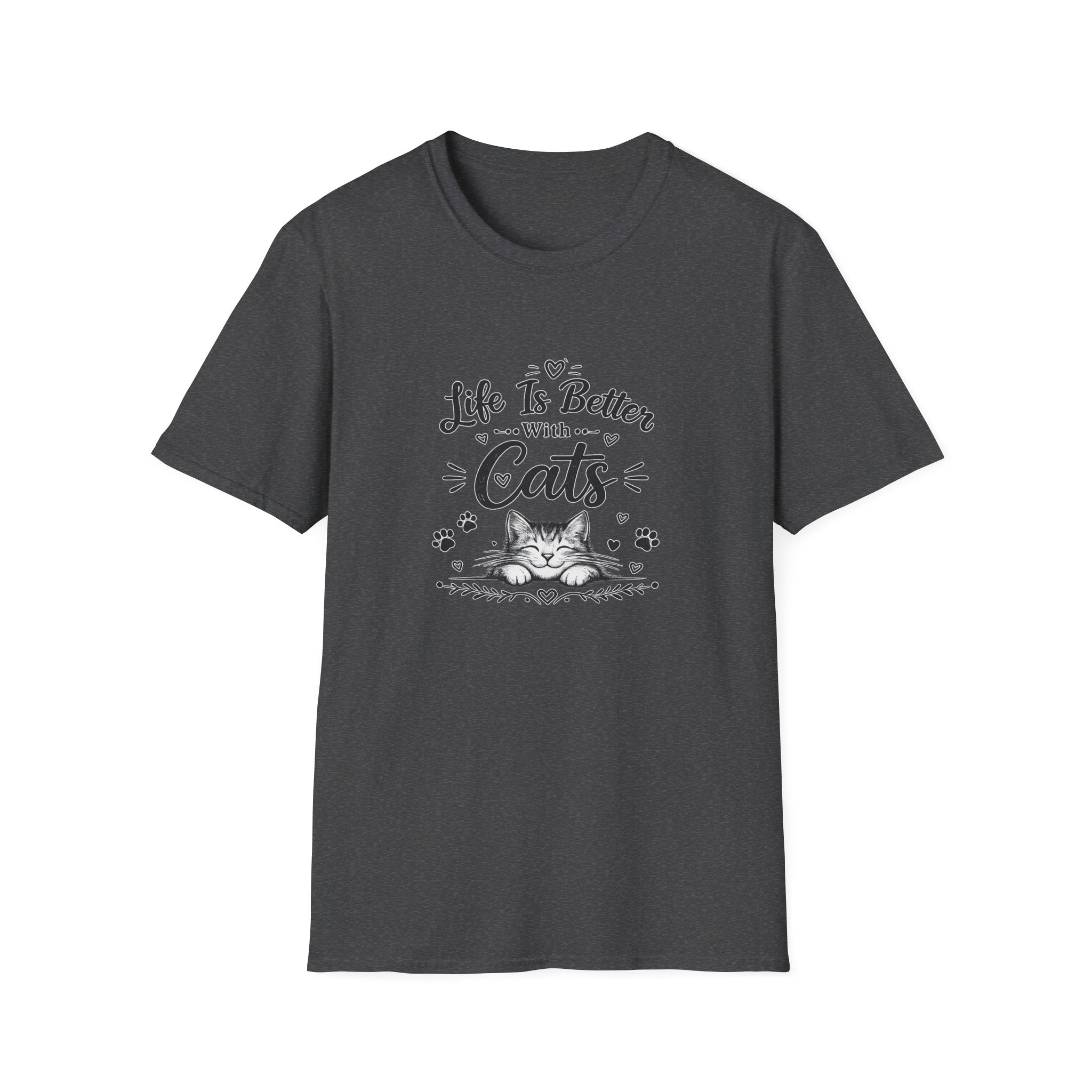 Life Is Better With Cats T-Shirt, Cute Cat Lover Shirt, Funny Cat Mom Tee, Cat Dad Gift, Unisex Softstyle Kitten Graphic Tee, Pet Lover Gift
