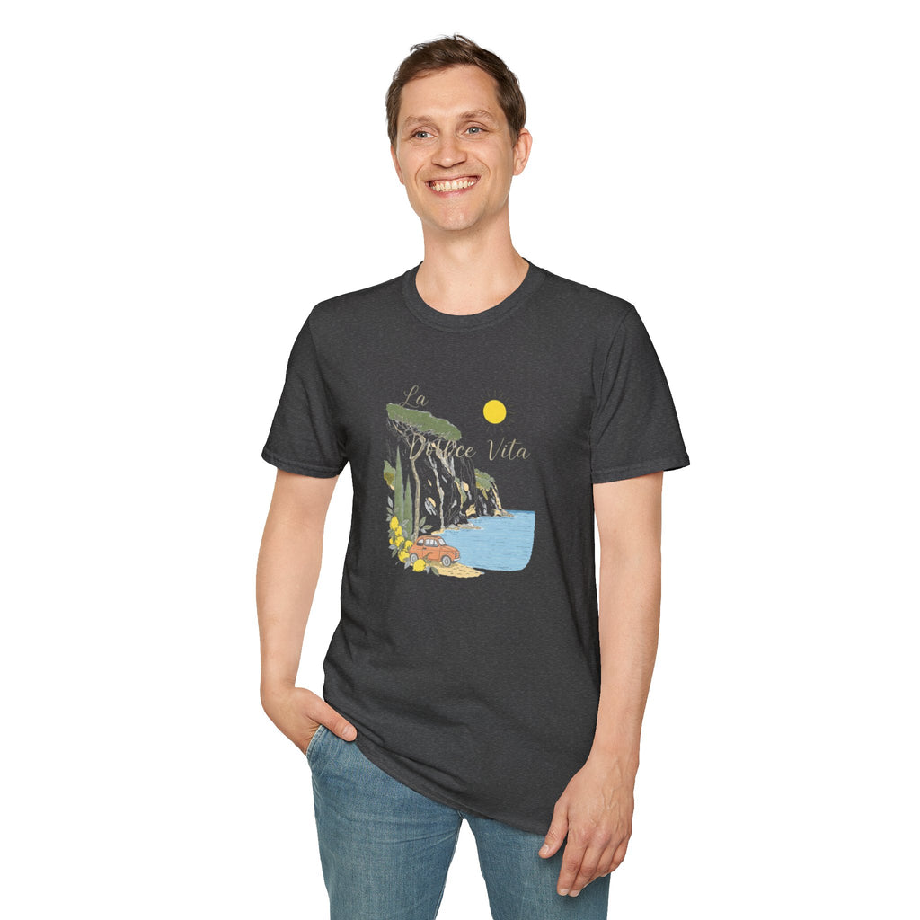 La Dolce Vita T-Shirt | Italian Summer Fiat 500 Lemon Coast Tee | Amalfi Coast Travel Shirt for Women Men | Mediterranean Vacation Gift
