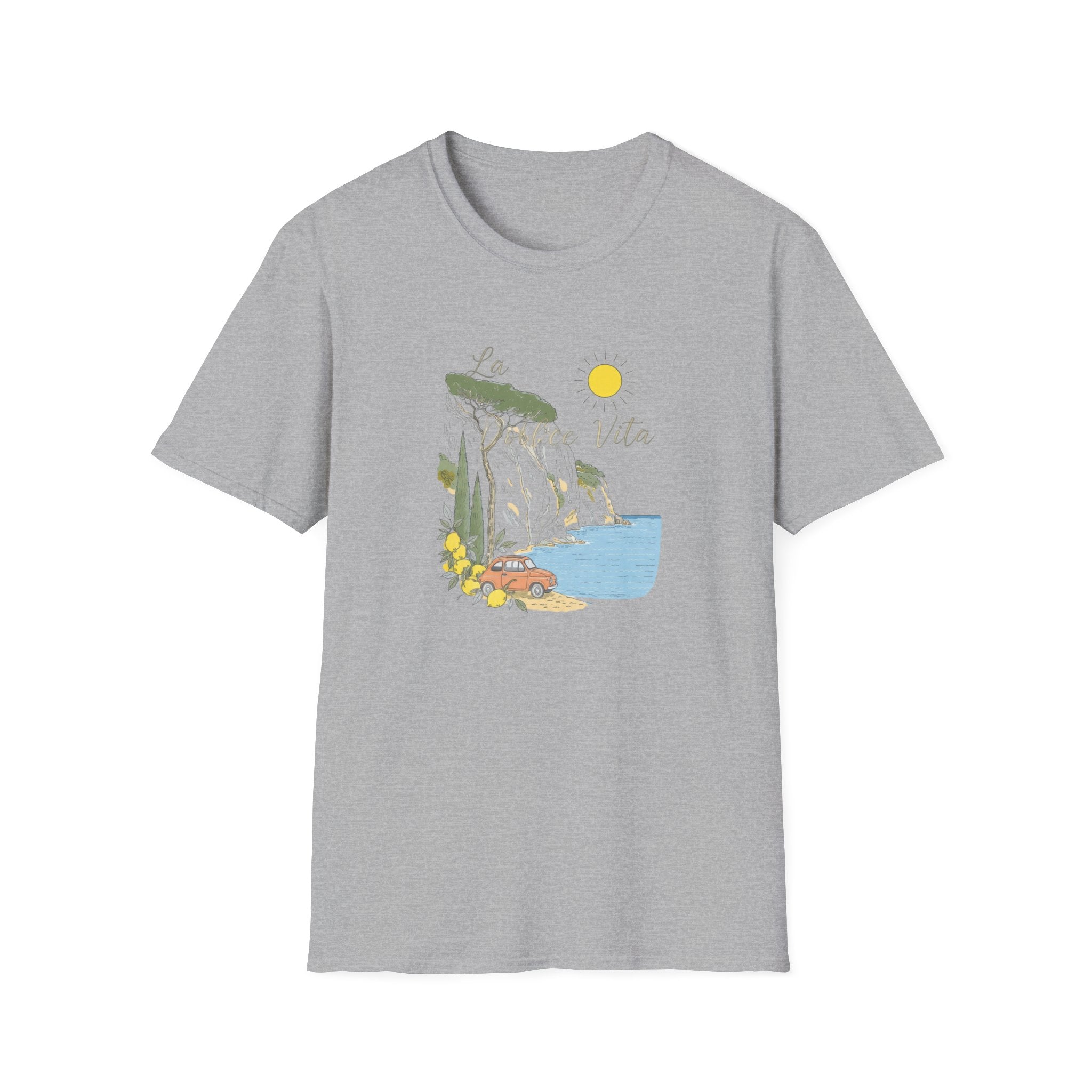 La Dolce Vita T-Shirt | Italian Summer Fiat 500 Lemon Coast Tee | Amalfi Coast Travel Shirt for Women Men | Mediterranean Vacation Gift