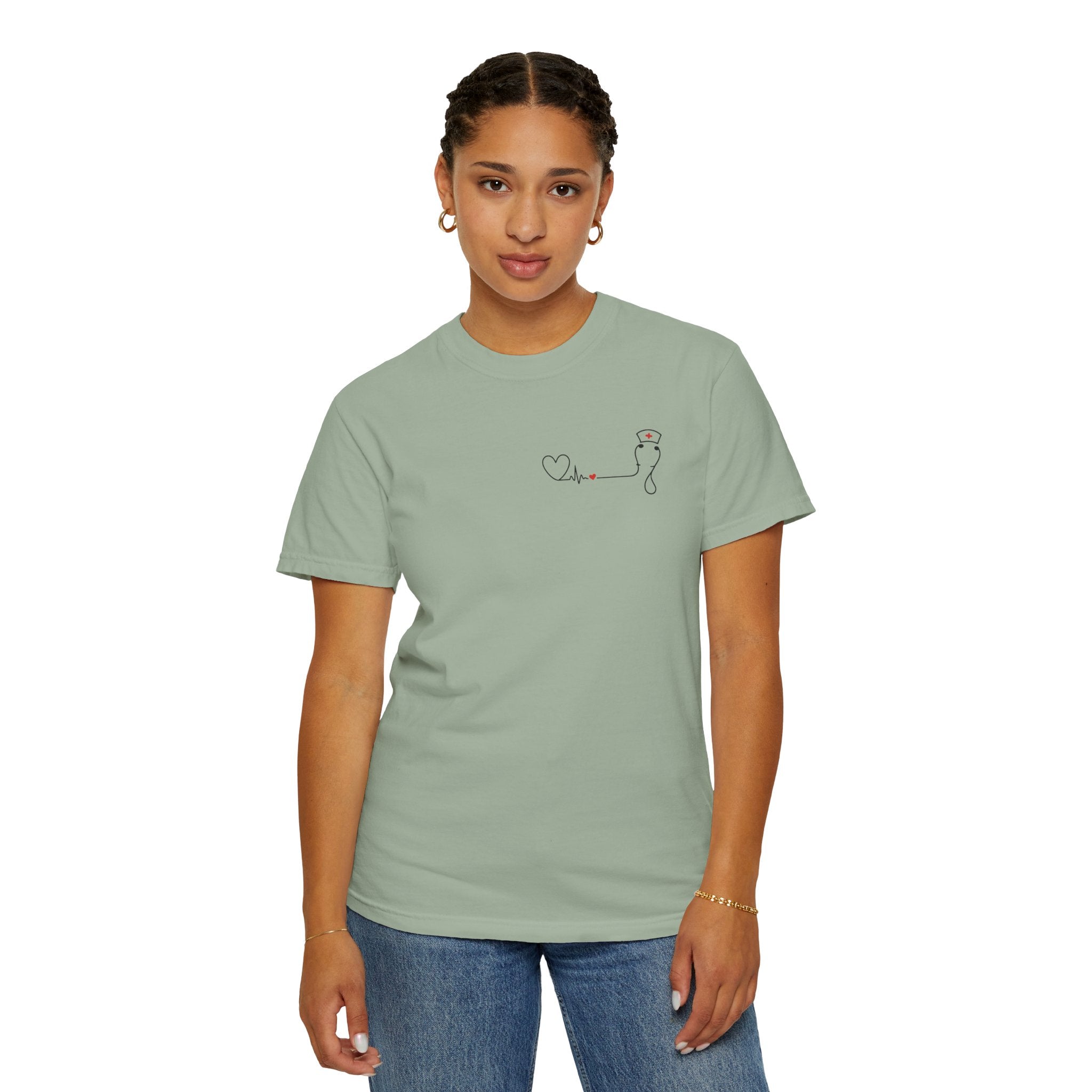 Minimalist Nurse Shirt | Heartbeat EKG Nurse Cap Tee | RN Gift | Nursing Student Gift | Healthcare Worker T-Shirt