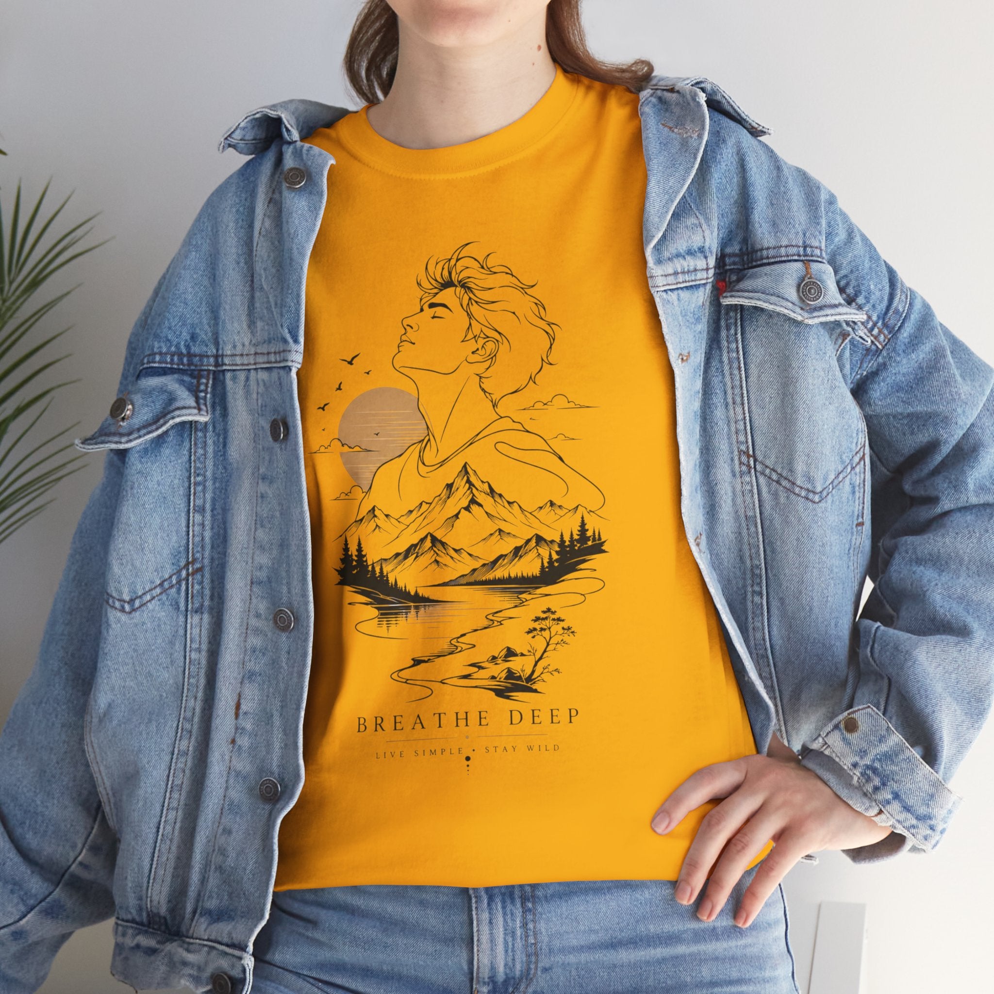 Breathe Deep Mountain Nature T-Shirt, Minimalist Outdoor Graphic Tee, Hiking Lover Shirt, Adventure Aesthetic Tee, Wilderness Nature Gift