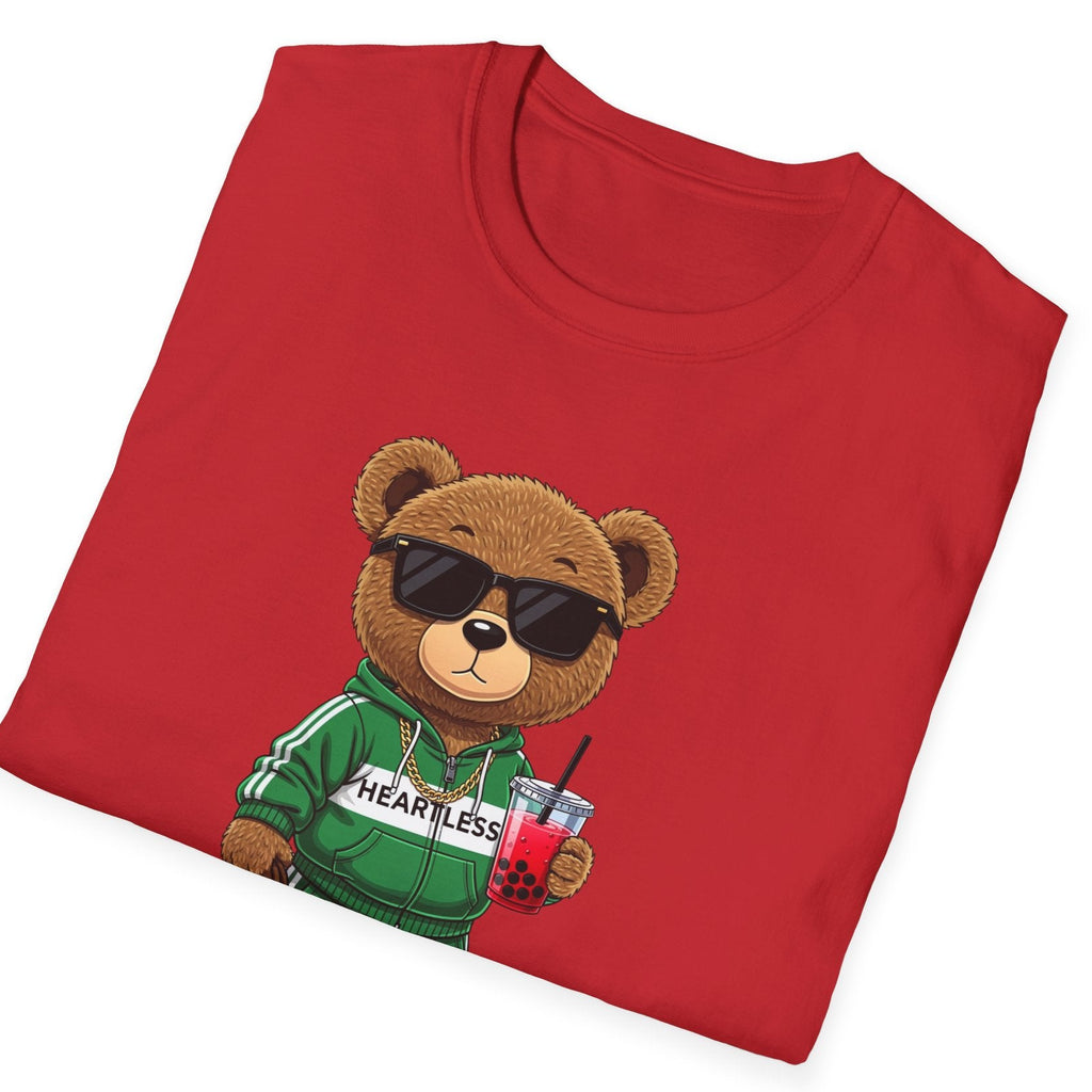 Cute Bear Graphic T-Shirt, Trendy Teddy Bear Shirt, Funny Bear With Boba Tee, Streetwear Animal Tee, Kawaii Bear Gift, Unisex Black Shirt