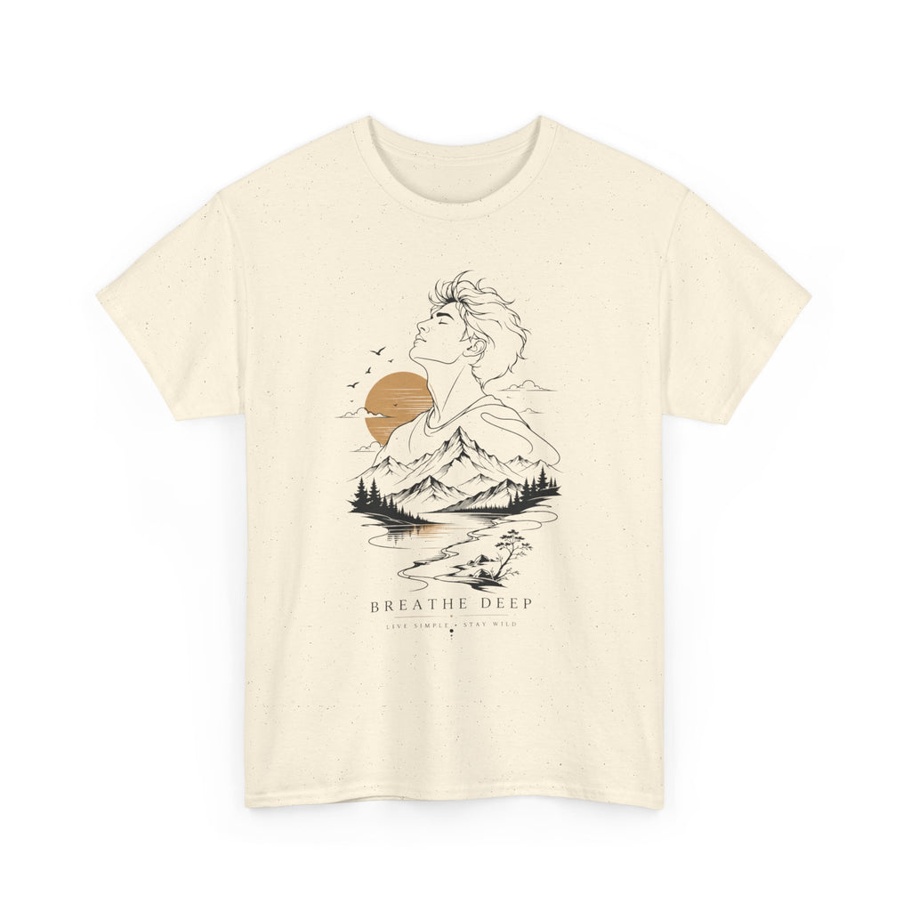 Breathe Deep Mountain Nature T-Shirt, Minimalist Outdoor Graphic Tee, Hiking Lover Shirt, Adventure Aesthetic Tee, Wilderness Nature Gift