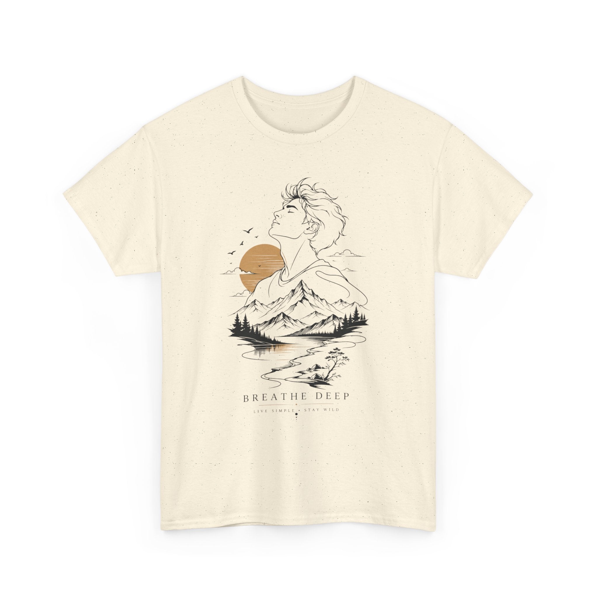 Breathe Deep Mountain Nature T-Shirt, Minimalist Outdoor Graphic Tee, Hiking Lover Shirt, Adventure Aesthetic Tee, Wilderness Nature Gift