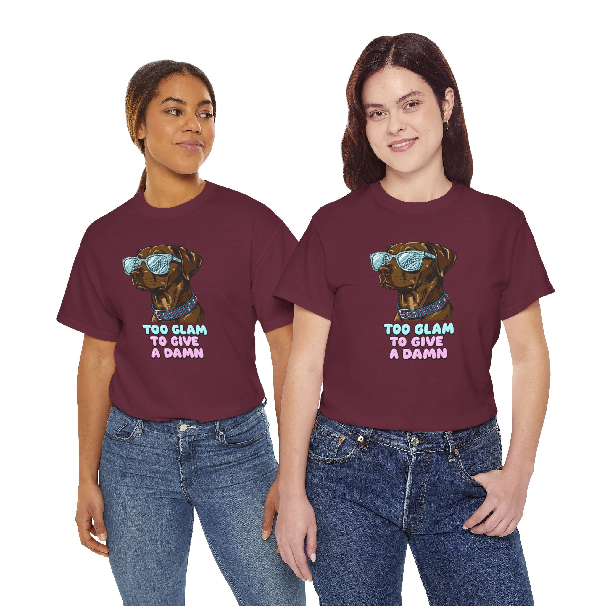 Too Glam to Give a Damn Funny Stylish Dog T-Shirt, Glam Dog Lover Graphic Tee, Cute Sassy Puppy Shirt, Trendy Pet Lover Gift, Unisex Casual