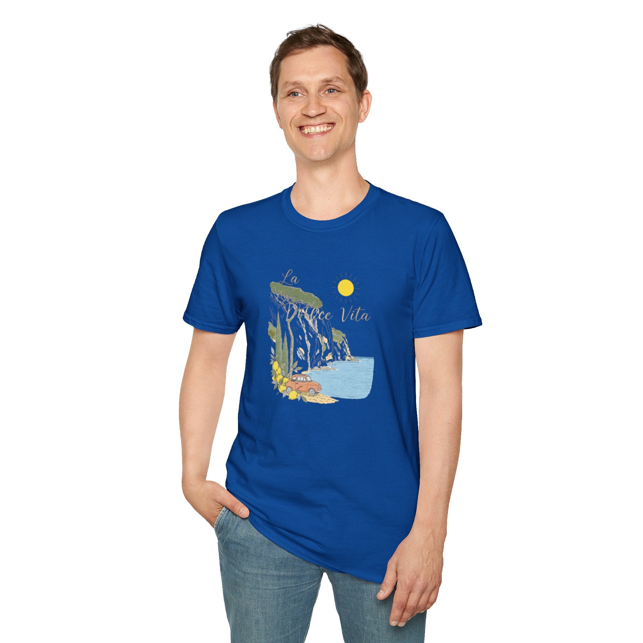La Dolce Vita T-Shirt | Italian Summer Fiat 500 Lemon Coast Tee | Amalfi Coast Travel Shirt for Women Men | Mediterranean Vacation Gift