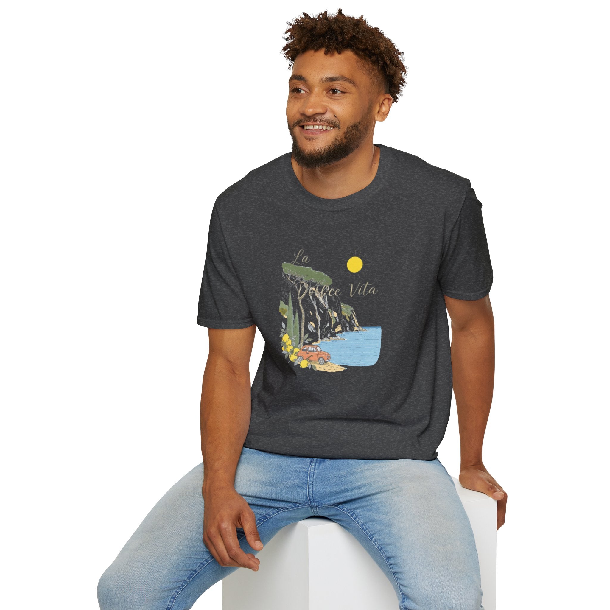 La Dolce Vita T-Shirt | Italian Summer Fiat 500 Lemon Coast Tee | Amalfi Coast Travel Shirt for Women Men | Mediterranean Vacation Gift