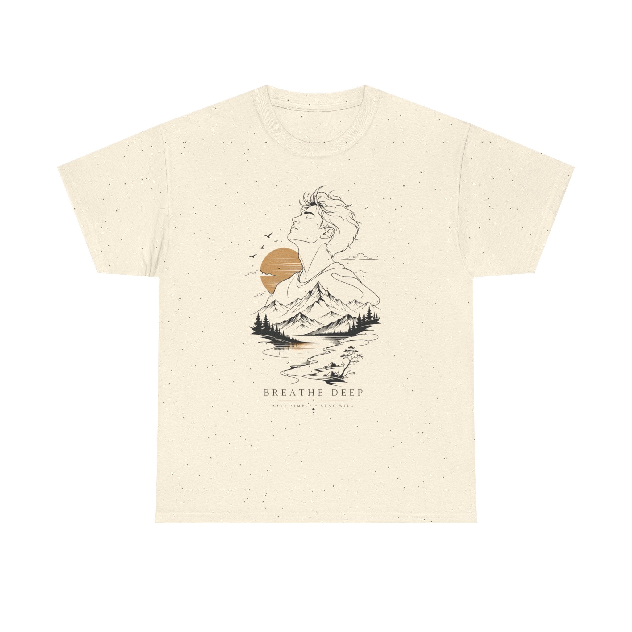 Breathe Deep Mountain Nature T-Shirt, Minimalist Outdoor Graphic Tee, Hiking Lover Shirt, Adventure Aesthetic Tee, Wilderness Nature Gift