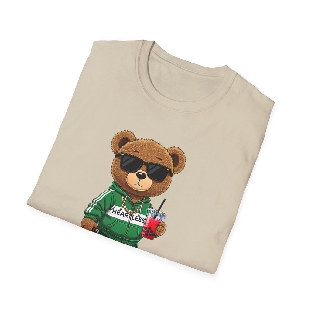 Cute Bear Graphic T-Shirt, Trendy Teddy Bear Shirt, Funny Bear With Boba Tee, Streetwear Animal Tee, Kawaii Bear Gift, Unisex Black Shirt