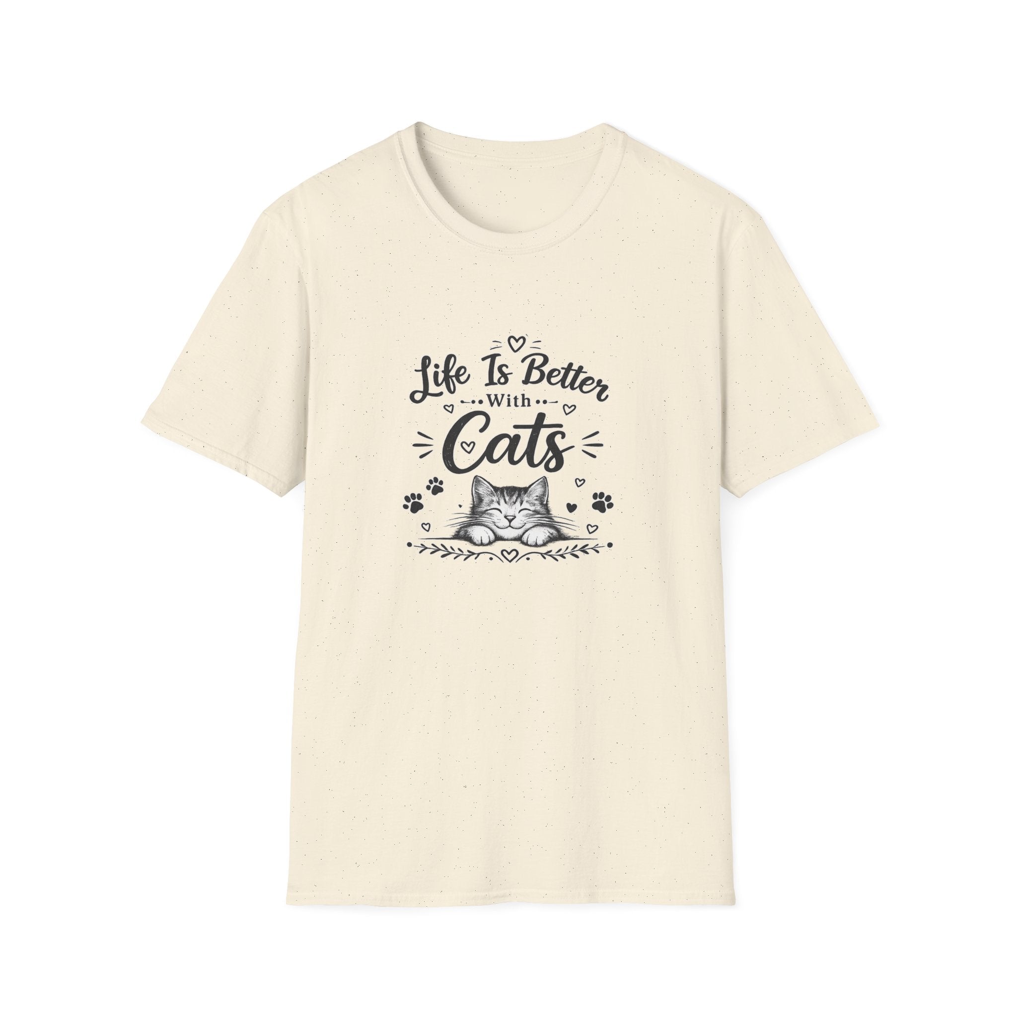 Life Is Better With Cats T-Shirt, Cute Cat Lover Shirt, Funny Cat Mom Tee, Cat Dad Gift, Unisex Softstyle Kitten Graphic Tee, Pet Lover Gift