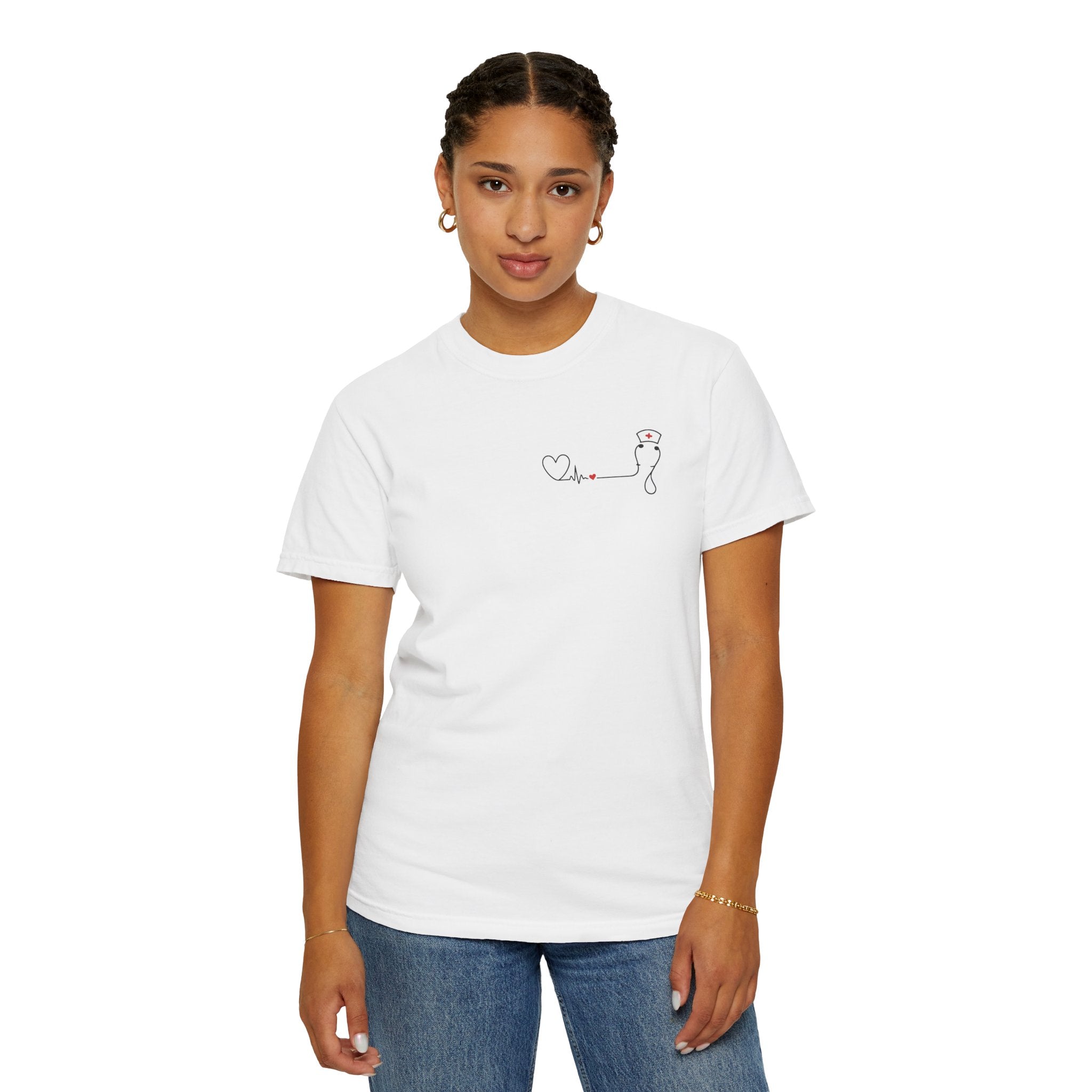 Minimalist Nurse Shirt | Heartbeat EKG Nurse Cap Tee | RN Gift | Nursing Student Gift | Healthcare Worker T-Shirt