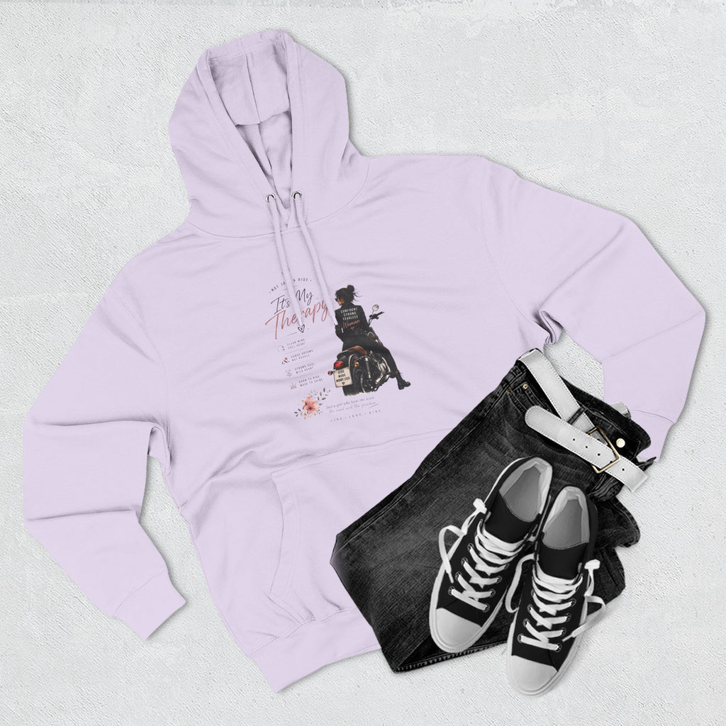 Women's Motorcycle Hoodie, Riding Is My Therapy Sweatshirt, Biker Girl Graphic Pullover, Gift for Female Rider, Cozy Moto Hoodie