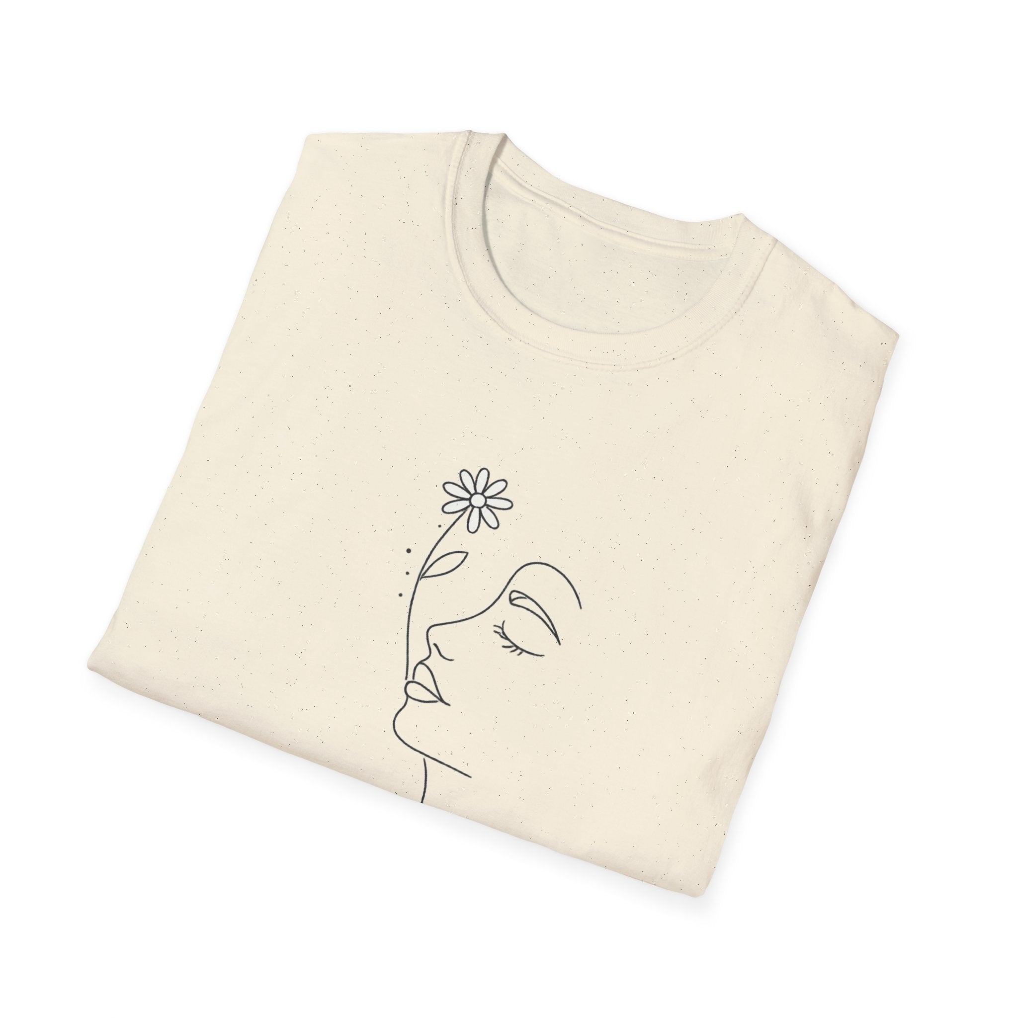 Minimalist Floral Woman Face T-Shirt | Abstract Line Art Graphic Tee | Boho Aesthetic Shirt