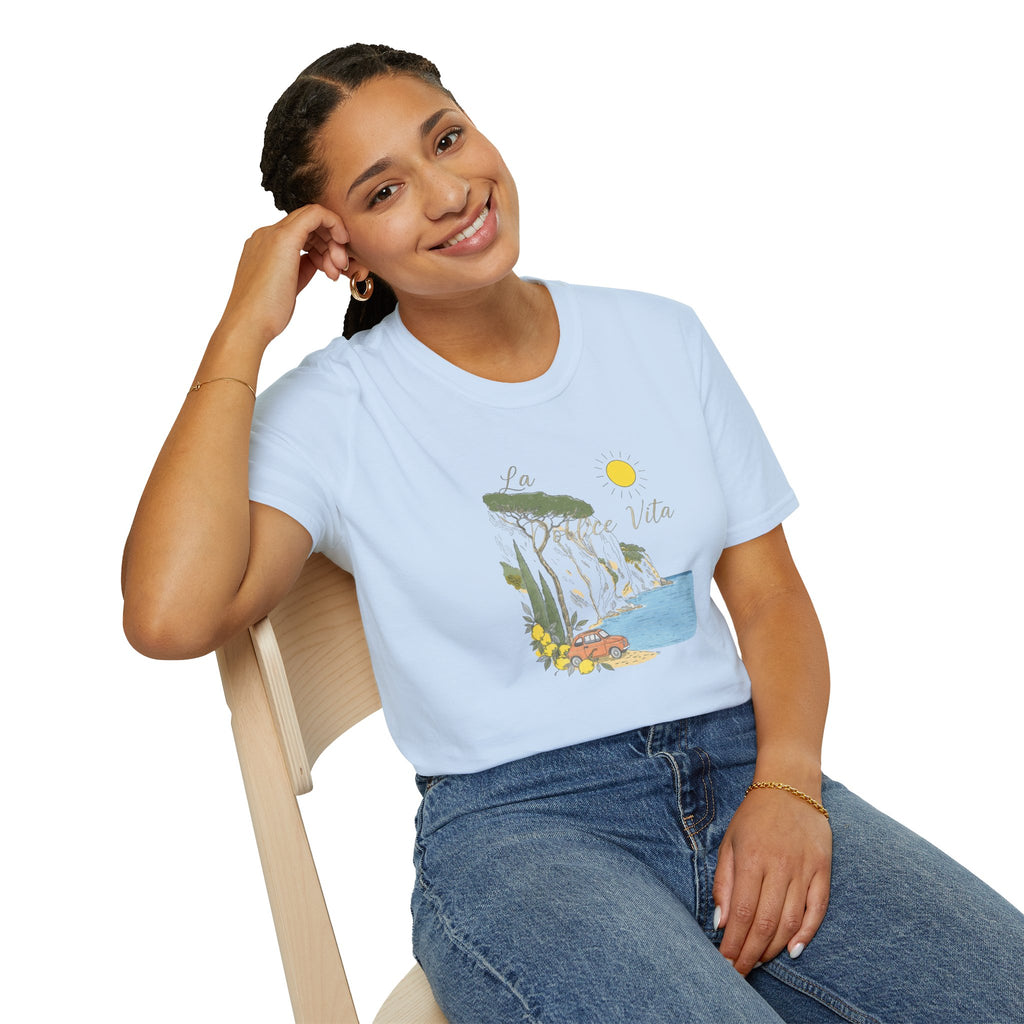 La Dolce Vita T-Shirt | Italian Summer Fiat 500 Lemon Coast Tee | Amalfi Coast Travel Shirt for Women Men | Mediterranean Vacation Gift