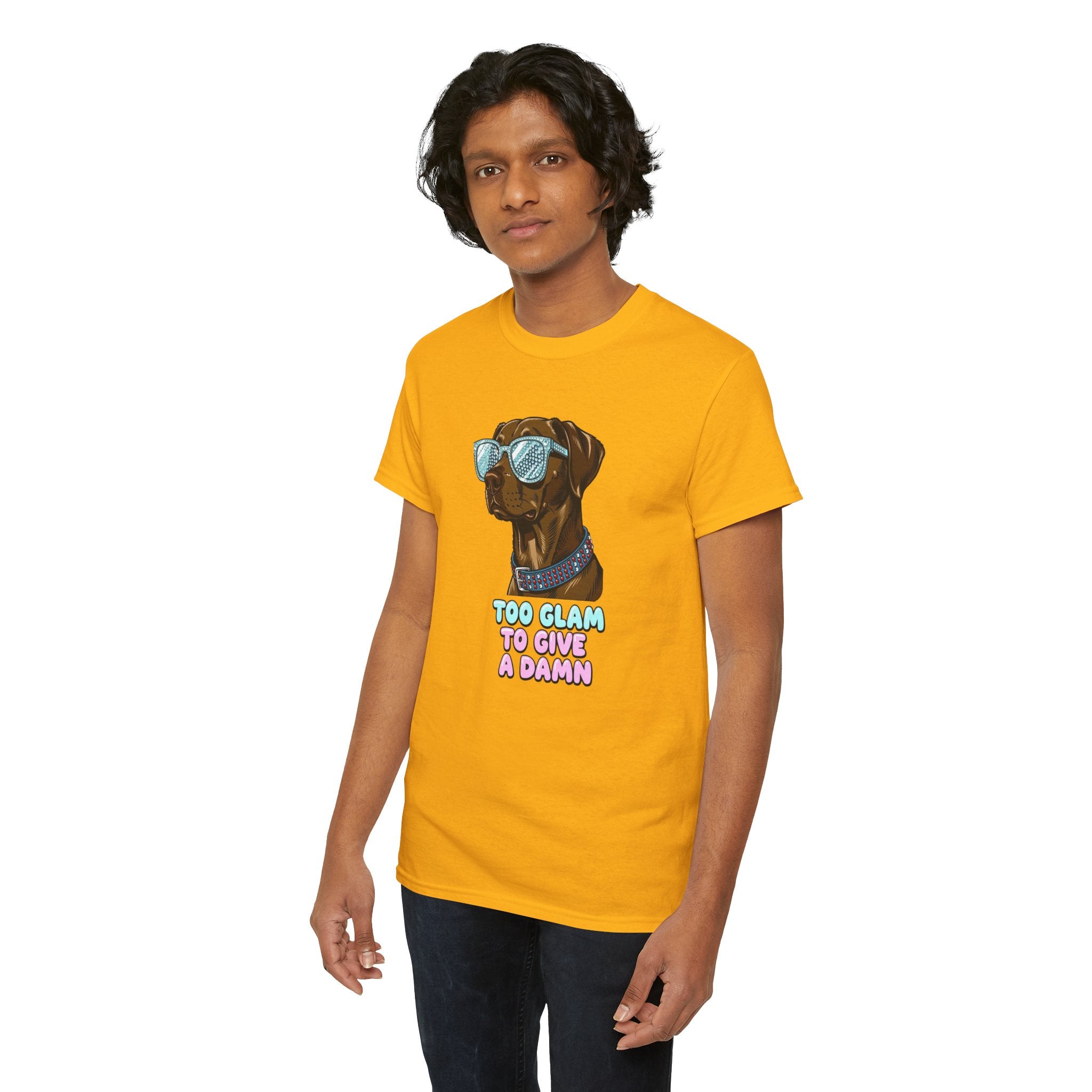Too Glam to Give a Damn Funny Stylish Dog T-Shirt, Glam Dog Lover Graphic Tee, Cute Sassy Puppy Shirt, Trendy Pet Lover Gift, Unisex Casual