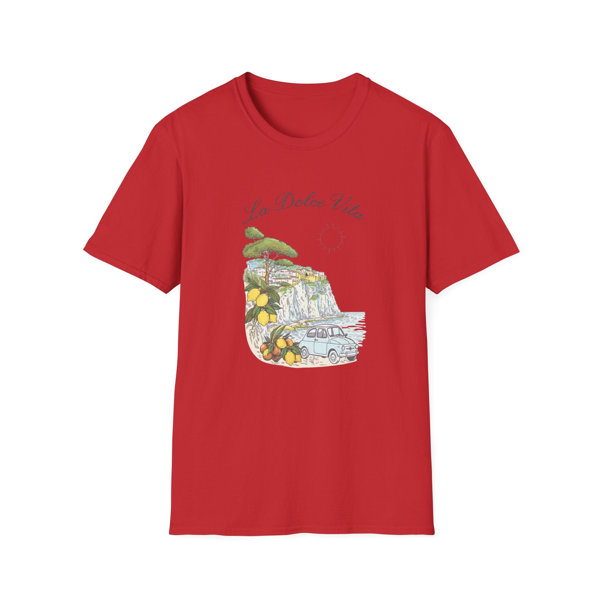 La Dolce Vita T-Shirt | Italian Summer Fiat 500 Lemon Coast Tee | Amalfi Positano Village Shirt | Mediterranean Travel Gift