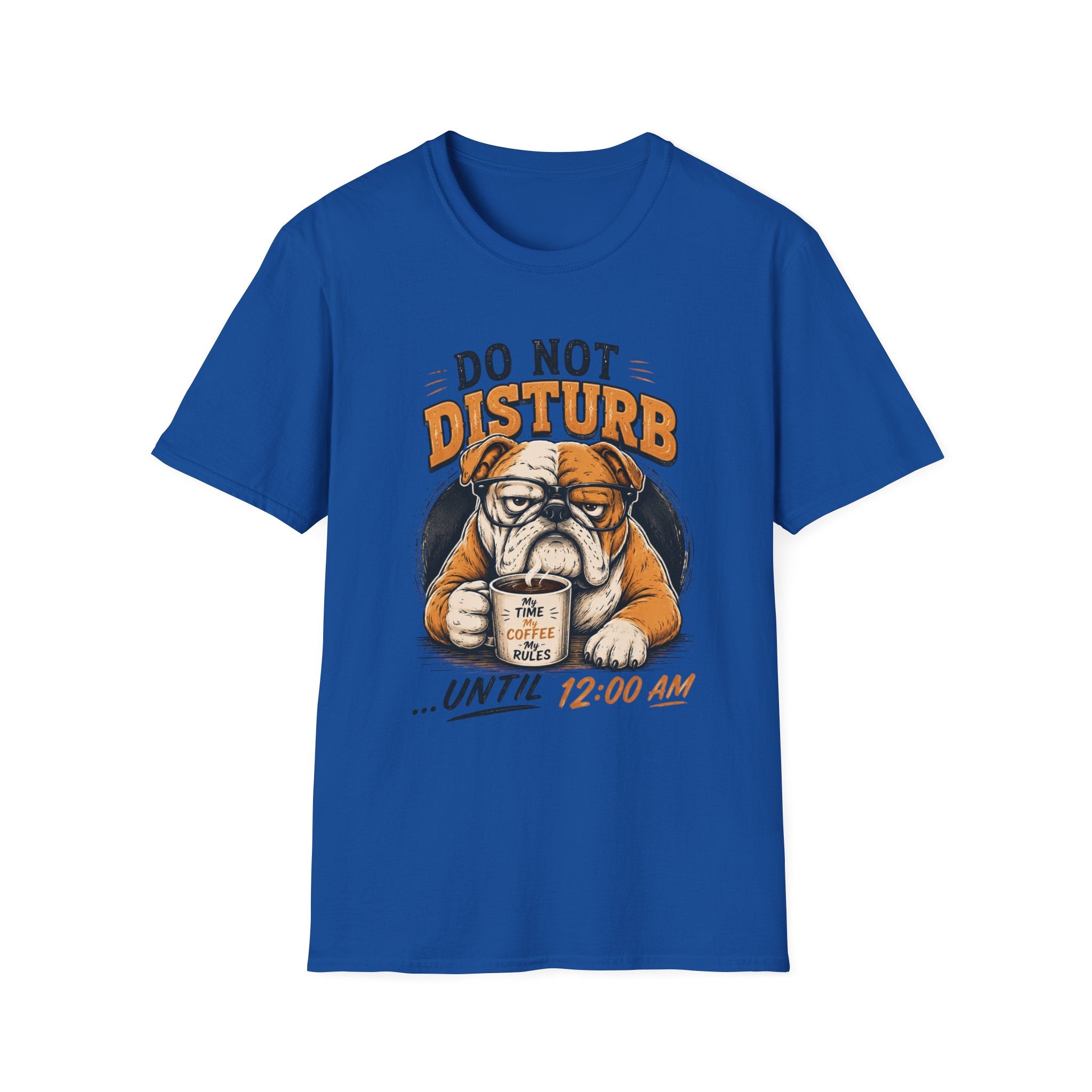 Funny Bulldog Coffee Shirt, Do Not Disturb Until 12AM Tee, Cute Dog Lover Graphic T-Shirt, Coffee Lover Gift, Lazy Bulldog Unisex Tee