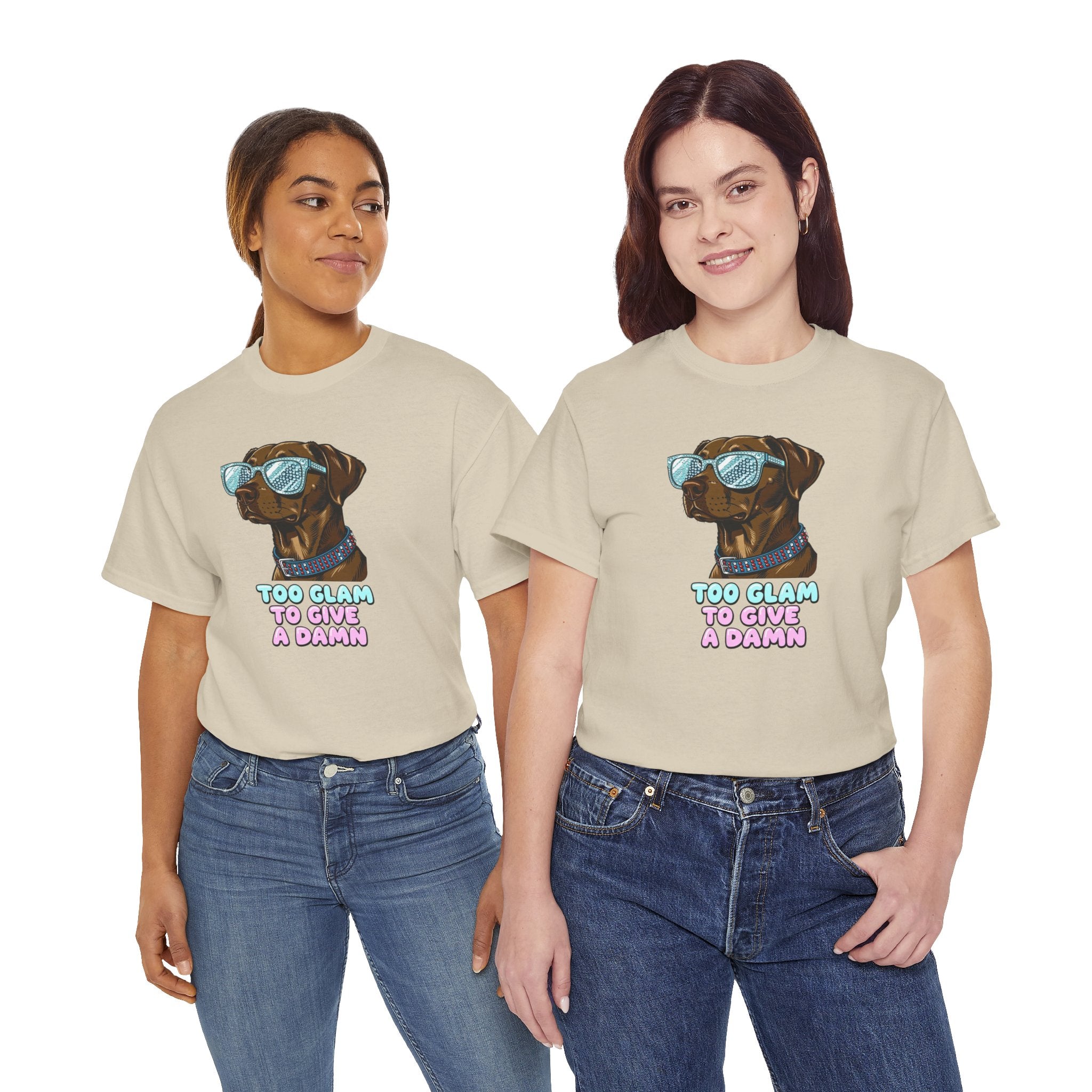 Too Glam to Give a Damn Funny Stylish Dog T-Shirt, Glam Dog Lover Graphic Tee, Cute Sassy Puppy Shirt, Trendy Pet Lover Gift, Unisex Casual