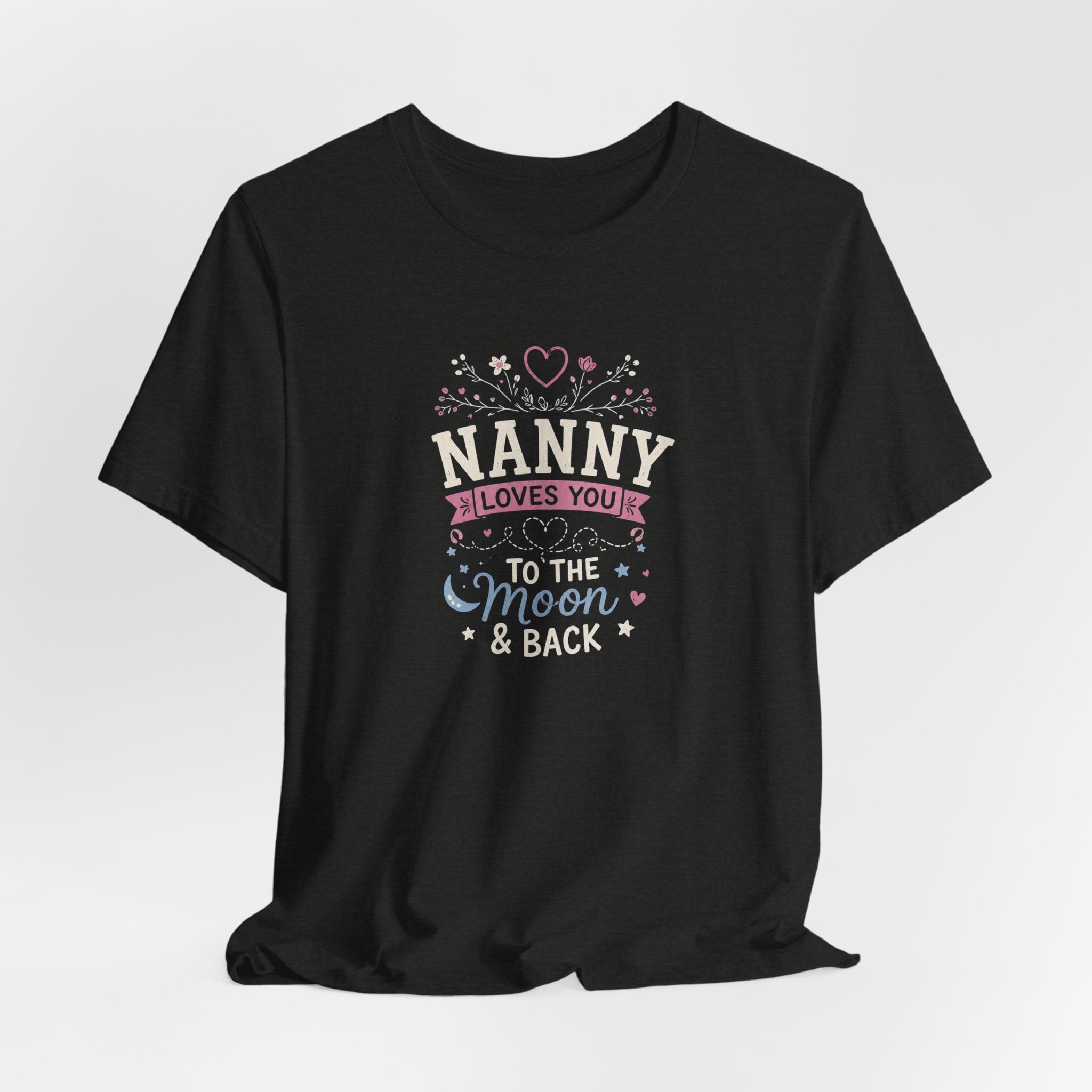 Nanny Loves You To The Moon And Back Shirt | Cute Nanny Gift T-Shirt | Baby Feet Family Love Tee | Grandma Style Graphic Tee