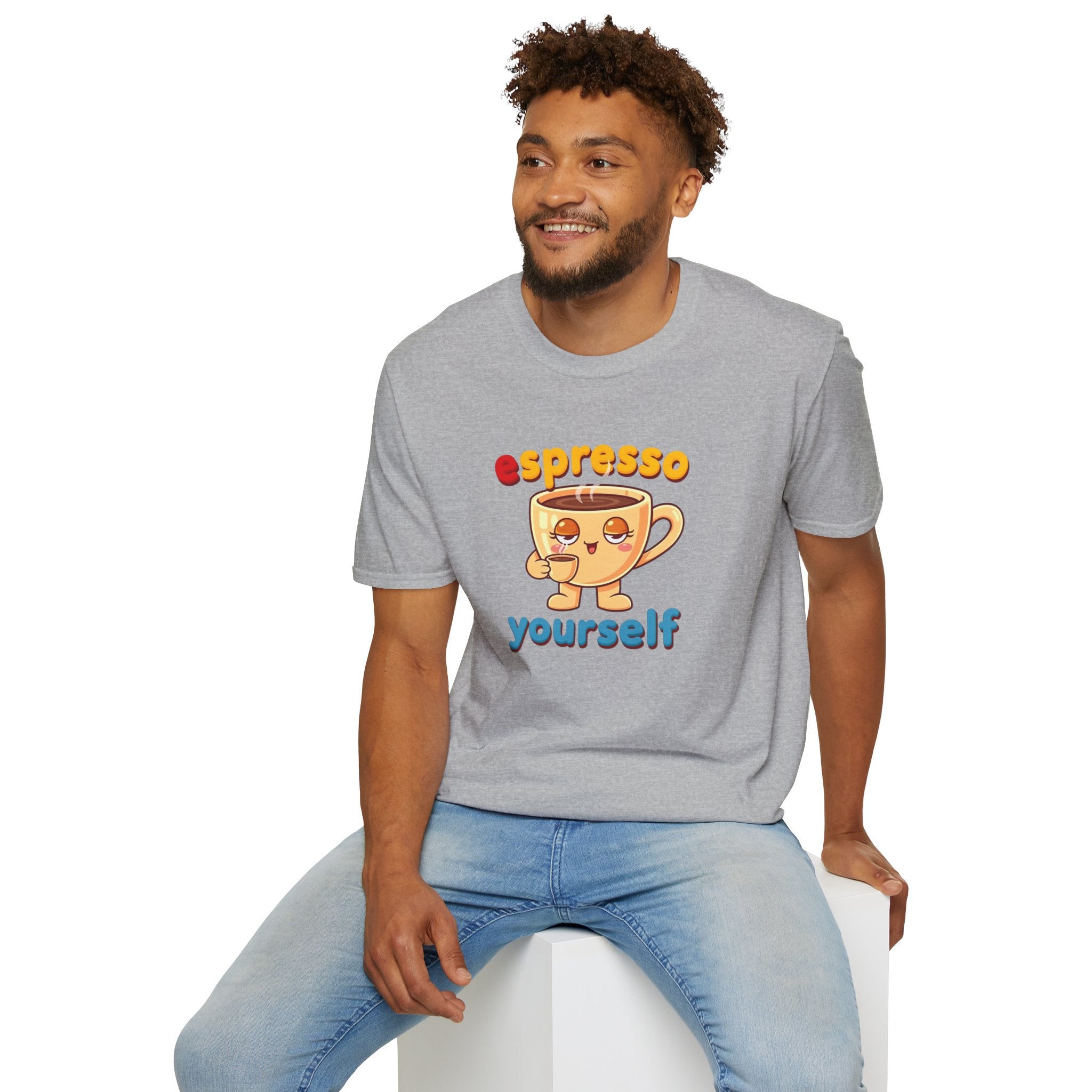 Espresso Yourself Funny Coffee T-Shirt, Cute Coffee Cup Graphic Tee, Barista Gift Shirt, Coffee Lover Pun Tee, Caffeine Lover Unisex Top