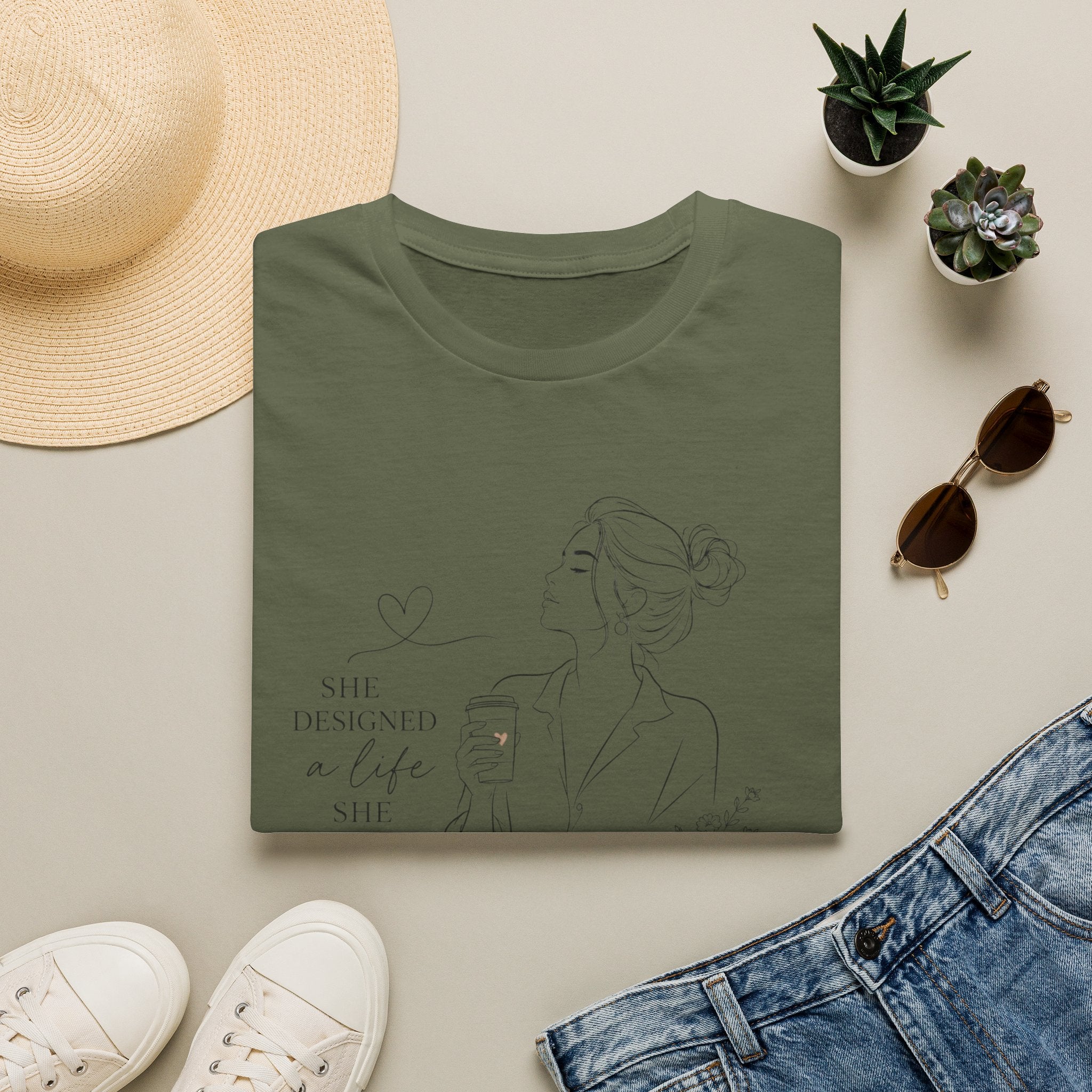 Minimal Line Art Floral T-Shirt — Delicate Botanical Tee