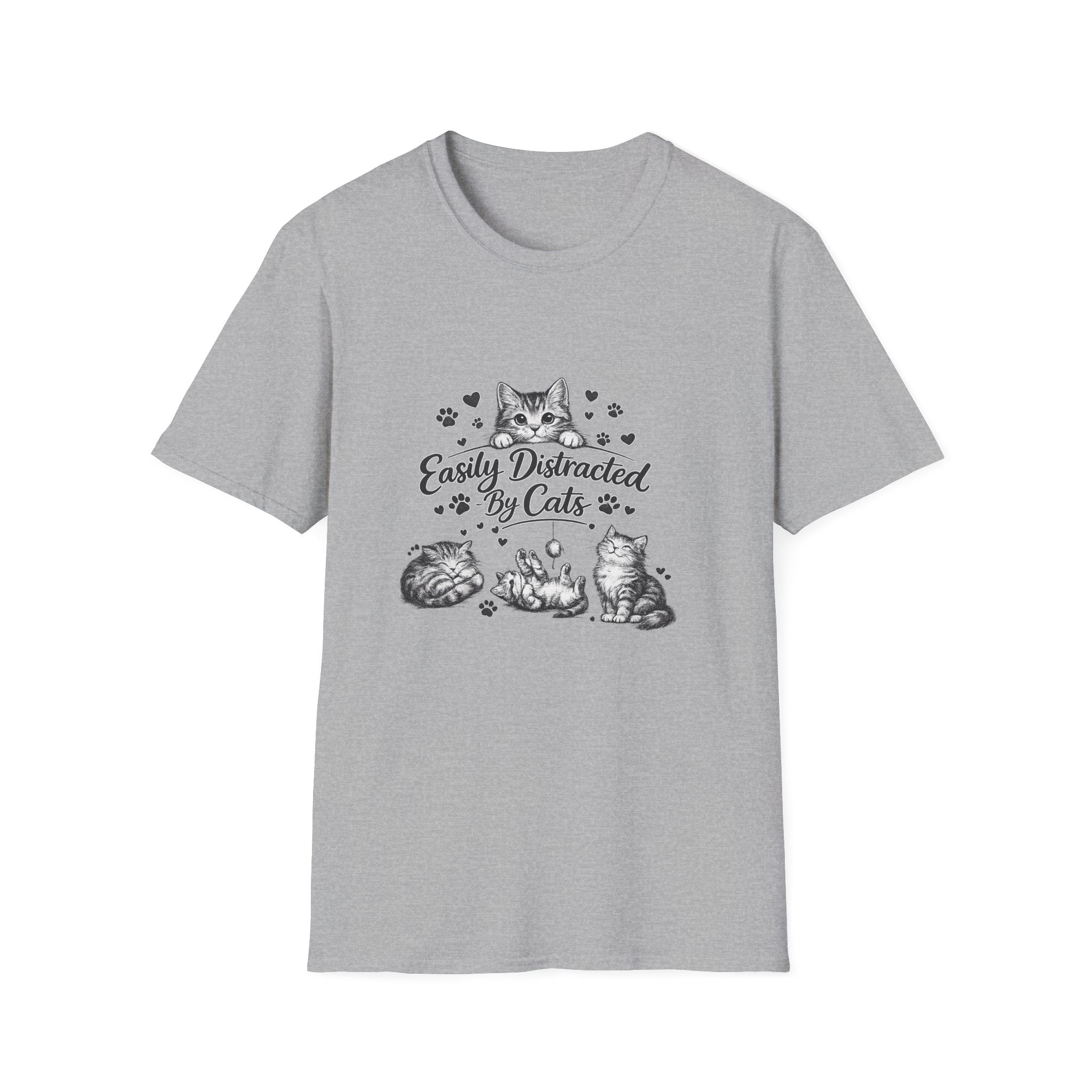 Easily Distracted By Cats SVG PNG, Cute Cat Lover Shirt Design, Funny Kitten Digital Download, Cat Mom Sublimation, Hand Drawn Kitty Clipart