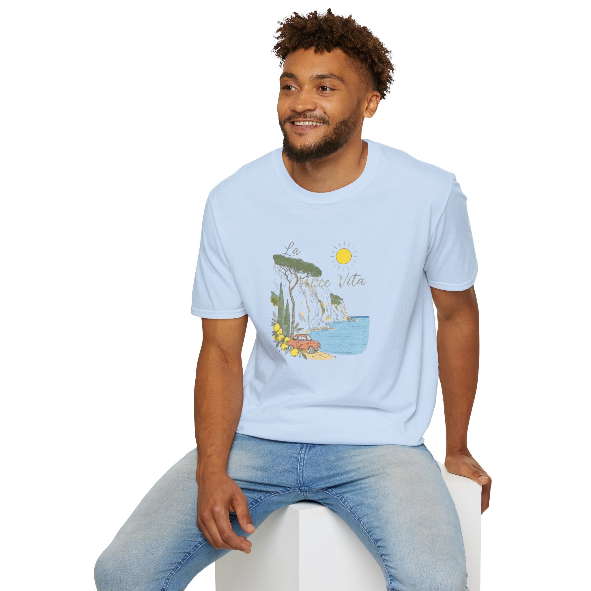 La Dolce Vita T-Shirt | Italian Summer Fiat 500 Lemon Coast Tee | Amalfi Coast Travel Shirt for Women Men | Mediterranean Vacation Gift