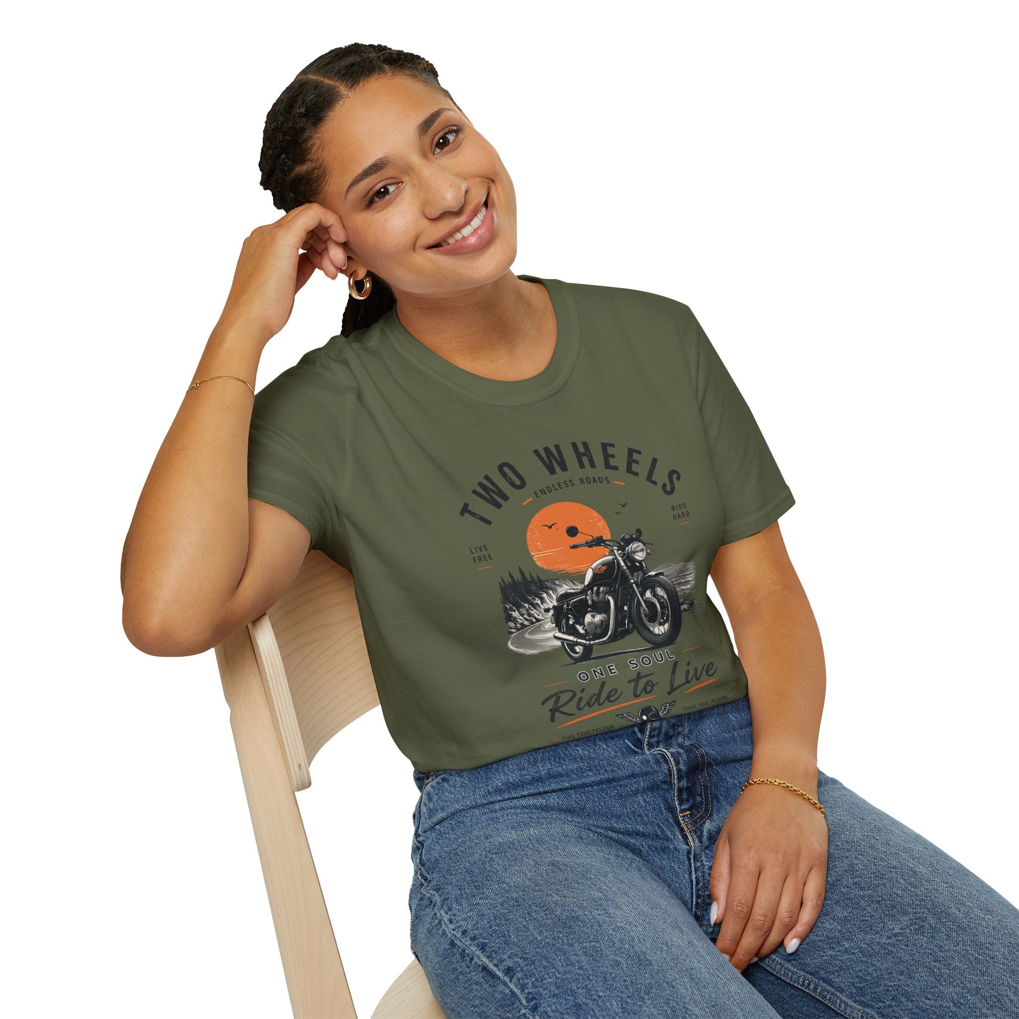 Two Wheels One Soul T-Shirt, Ride to Live Motorcycle Shirt, Biker Graphic Tee, Vintage Moto Rider Gift, Unisex Motorcycle Lover Top
