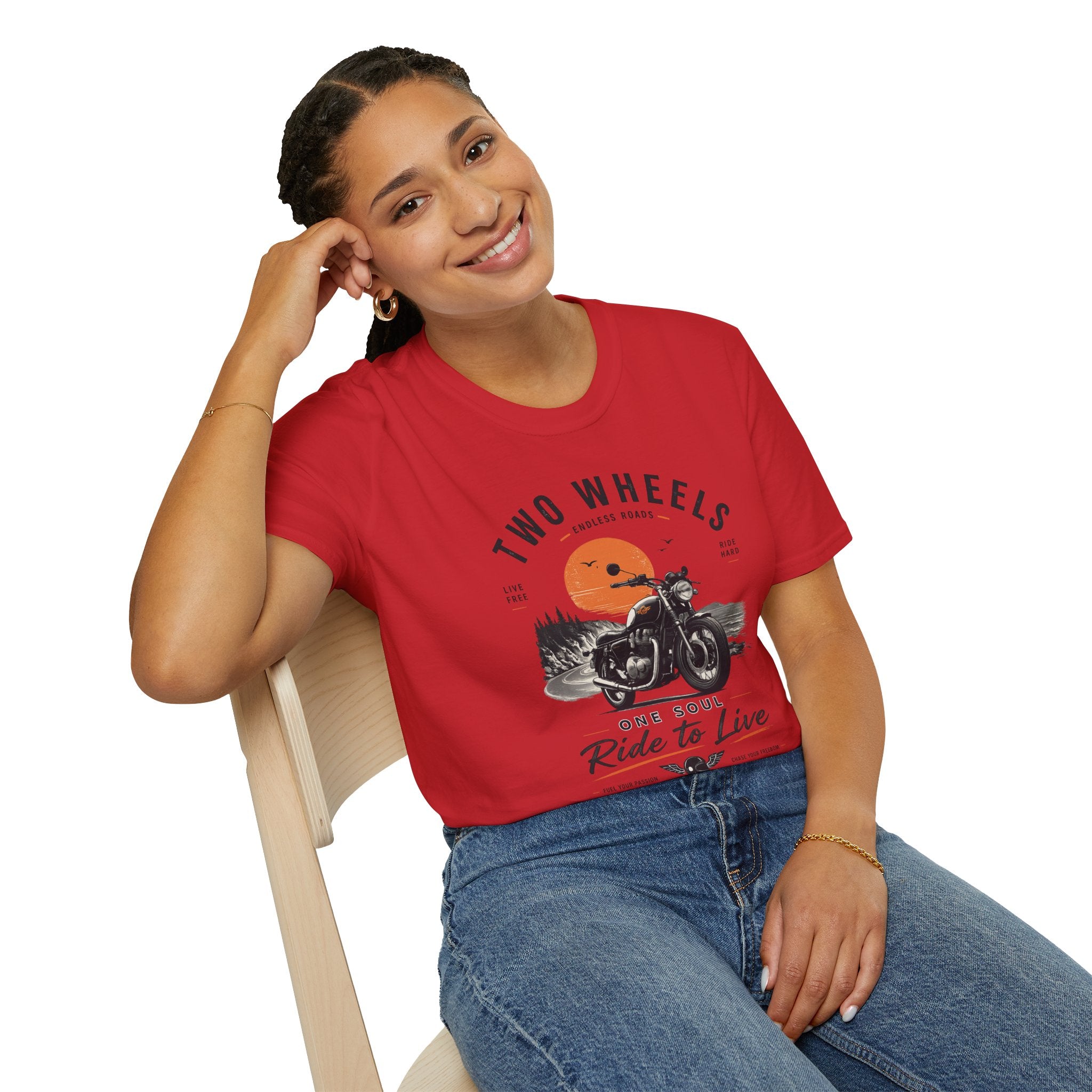 Two Wheels One Soul T-Shirt, Ride to Live Motorcycle Shirt, Biker Graphic Tee, Vintage Moto Rider Gift, Unisex Motorcycle Lover Top