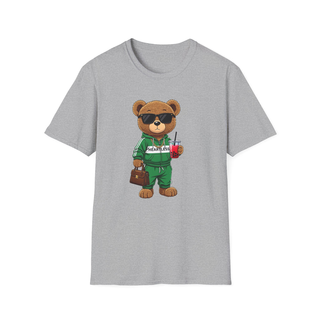 Cute Bear Graphic T-Shirt, Trendy Teddy Bear Shirt, Funny Bear With Boba Tee, Streetwear Animal Tee, Kawaii Bear Gift, Unisex Black Shirt