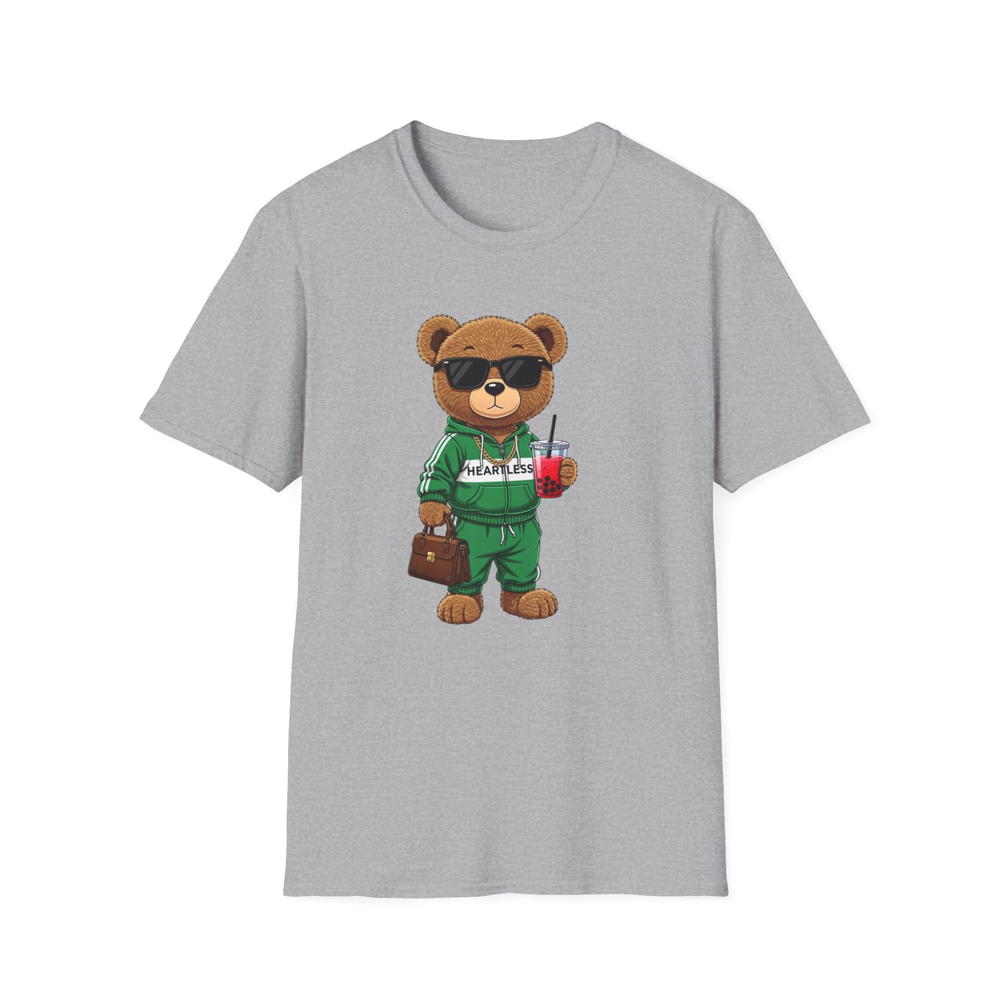 Cute Bear Graphic T-Shirt, Trendy Teddy Bear Shirt, Funny Bear With Boba Tee, Streetwear Animal Tee, Kawaii Bear Gift, Unisex Black Shirt