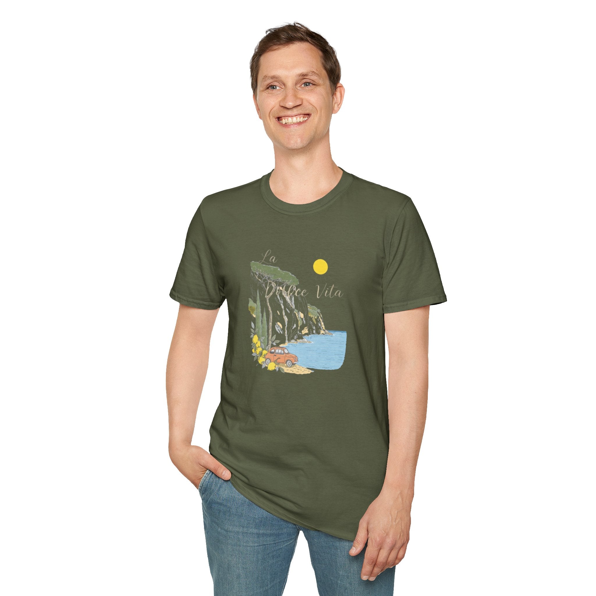 La Dolce Vita T-Shirt | Italian Summer Fiat 500 Lemon Coast Tee | Amalfi Coast Travel Shirt for Women Men | Mediterranean Vacation Gift