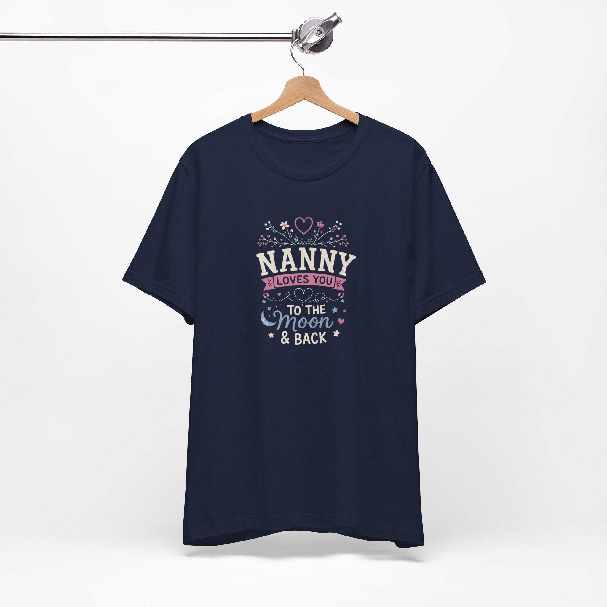 Nanny Loves You To The Moon And Back Shirt | Cute Nanny Gift T-Shirt | Baby Feet Family Love Tee | Grandma Style Graphic Tee